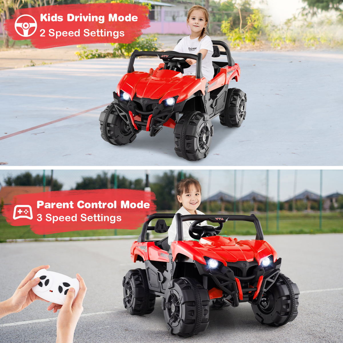 12V Kids Ride-On UTV Electric Truck with Remote Control - Red
