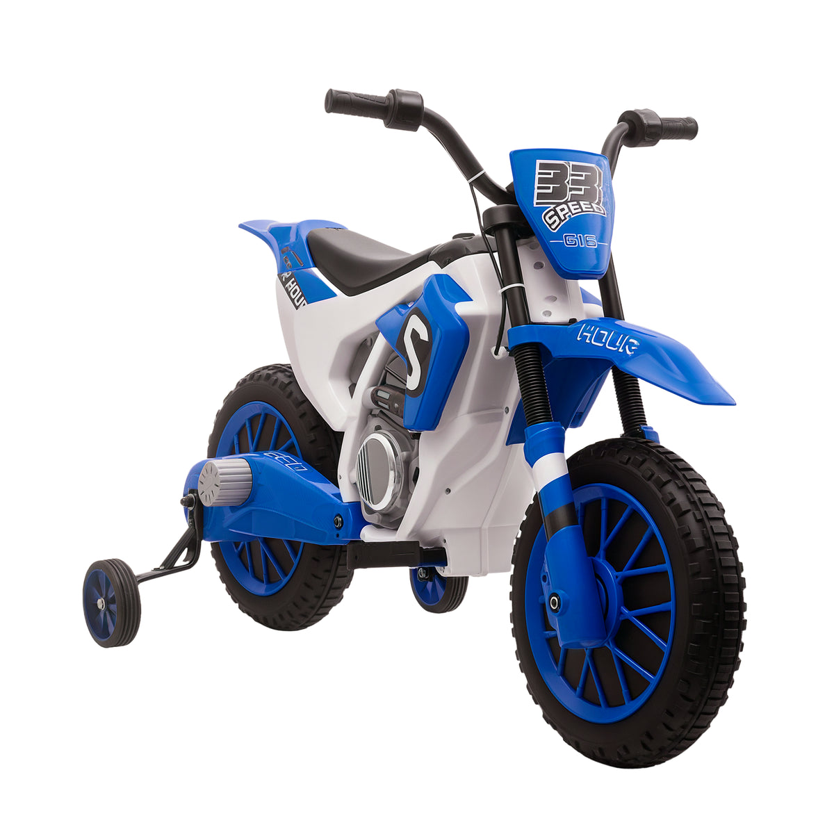 Kids Dirt Bike 12V Battery-Powered Ride-On Electric Motorcycle with Charging Battery, Training Wheels-Toys & Games > Baby & Toddler Toys > Electric Ride-On Toys > Electric Motorcycles-DECOROLALA