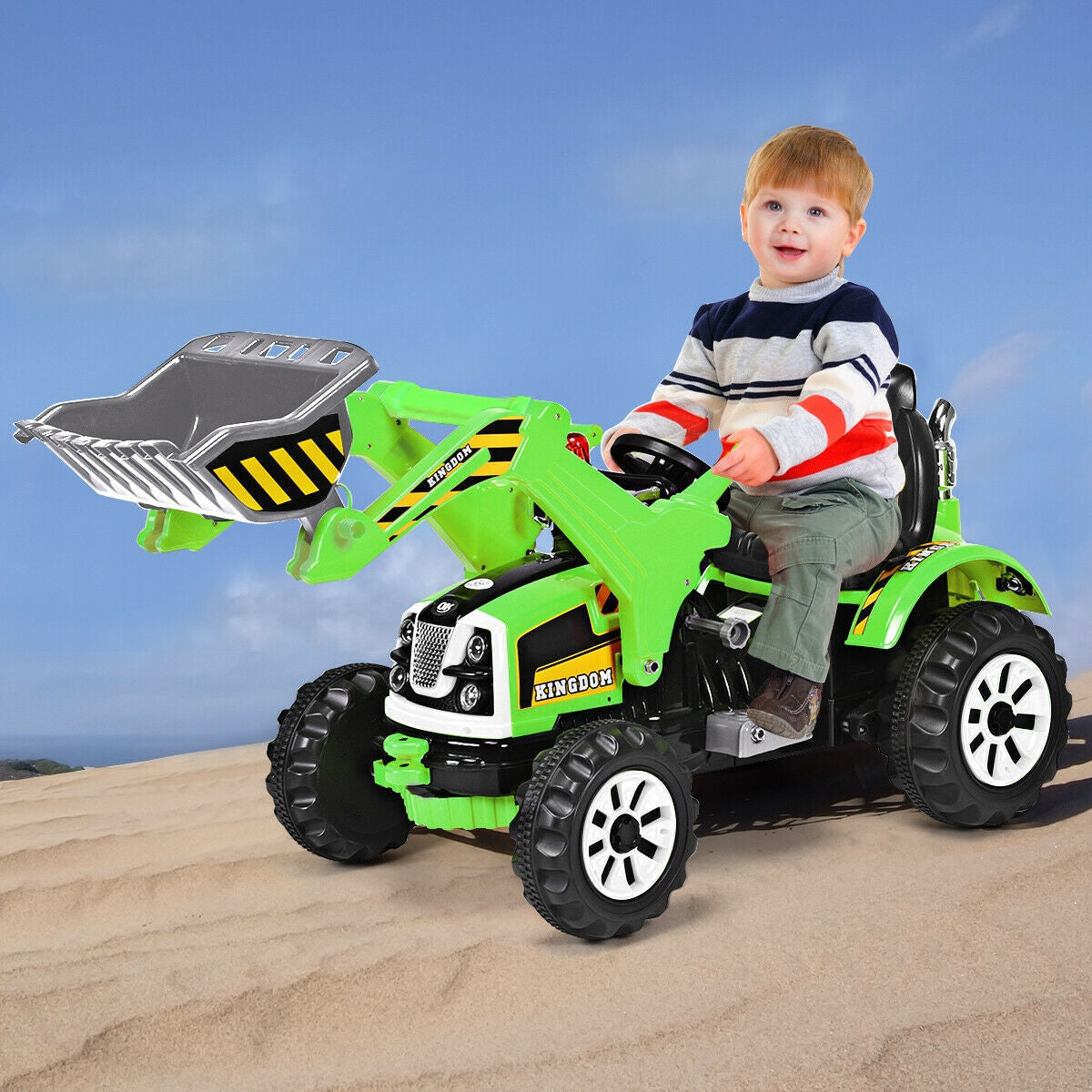 12V Battery Powered Kids Ride-On Excavator Dumper Truck-Electric Riding Vehicles-DECOROLALA