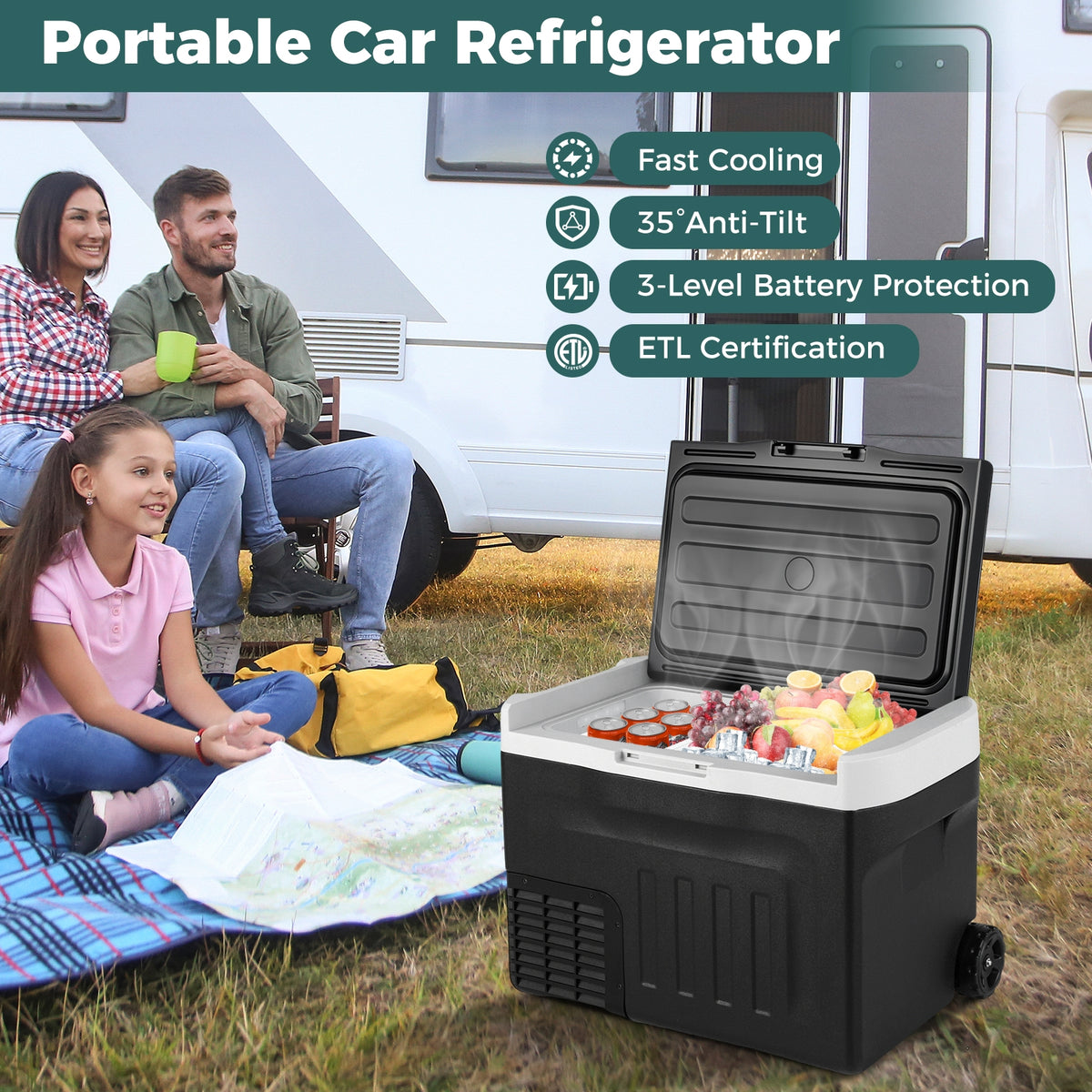 12V Car Refrigerator 32QT with Touch Panel and Removable Divider-M-Coolers-DECOROLALA