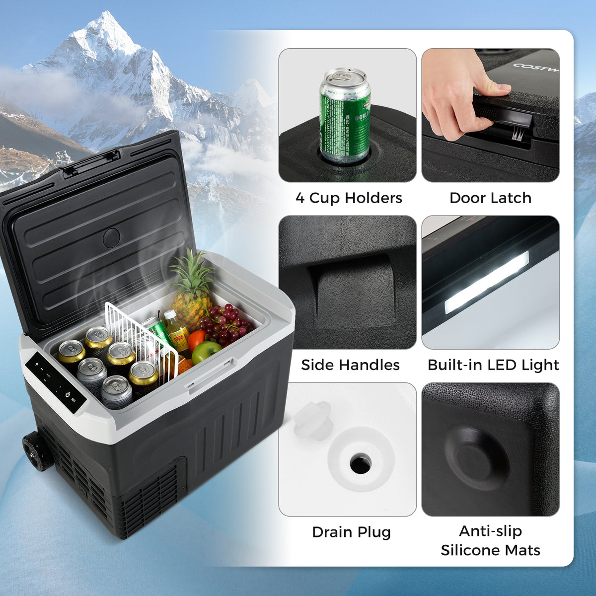12V Car Refrigerator 32QT with Touch Panel and Removable Divider-M-Coolers-DECOROLALA