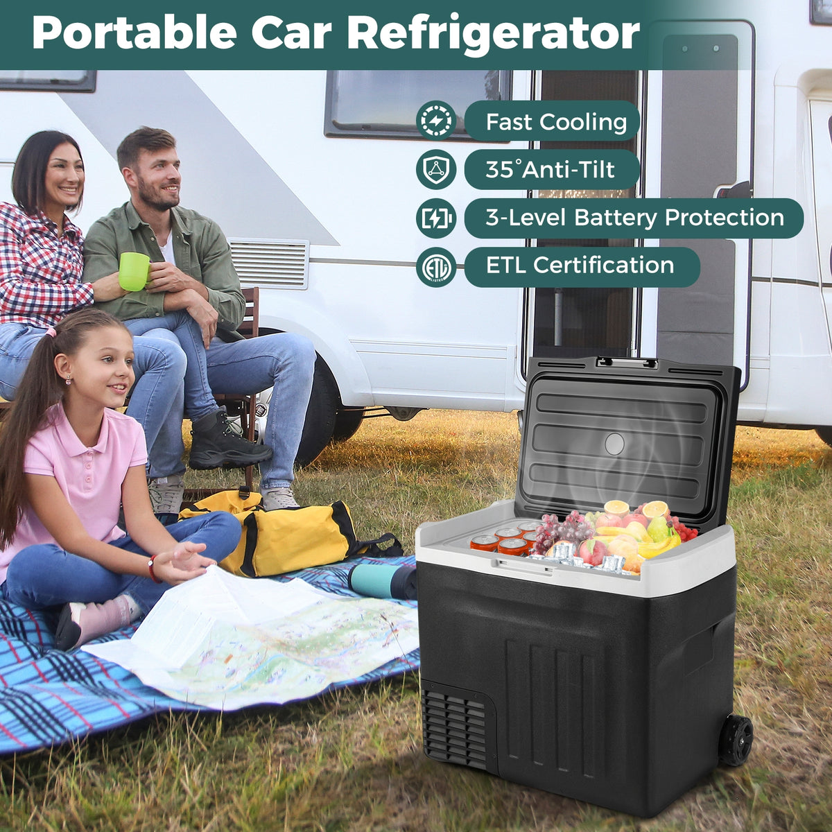 12V Car Refrigerator 42QT with Touch Panel and Removable Divider-L-Coolers-DECOROLALA