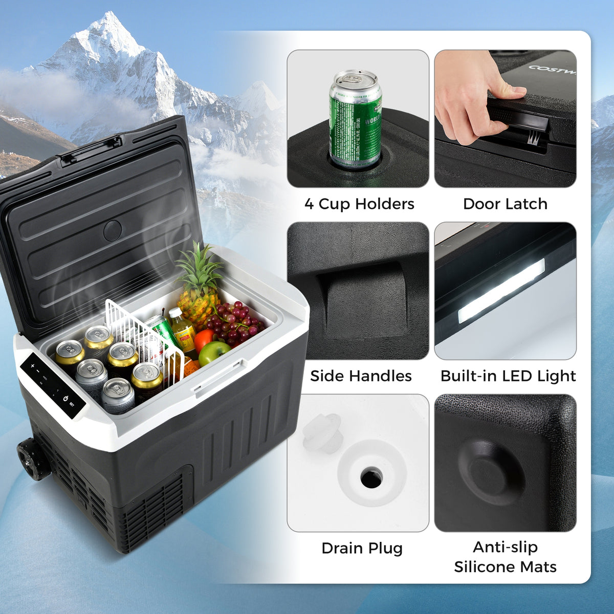 12V Car Refrigerator 42QT with Touch Panel and Removable Divider-L-Coolers-DECOROLALA