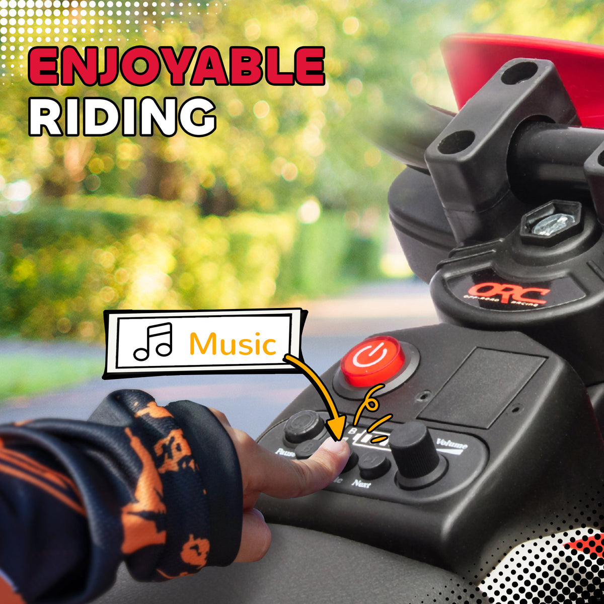 12V Kids Dirt Bike, Electric Motorcycle with Twist Grip Throttle, Training Wheels, Rear Suspension & Music-Toys & Games > Baby & Toddler Toys > Electric Ride-On Toys > Electric Motorcycles-DECOROLALA