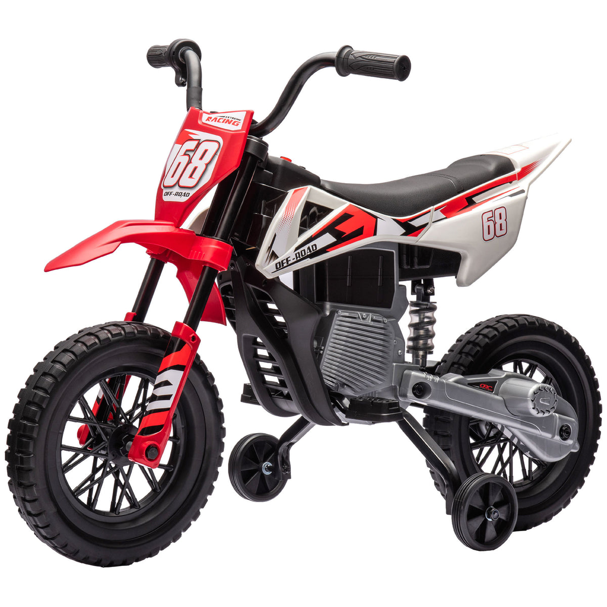 12V Kids Dirt Bike, Electric Motorcycle with Twist Grip Throttle, Training Wheels, Rear Suspension & Music-Toys & Games > Baby & Toddler Toys > Electric Ride-On Toys > Electric Motorcycles-DECOROLALA