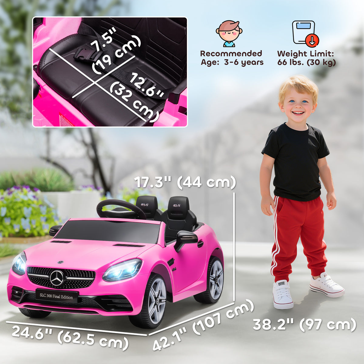 12V Ride On Car with Parent Remote Control Two Motors Music Lights Suspension Wheels for 3-6 Years Pink-Toys & Games > Baby & Toddler Toys > Electric Ride-On Toys > Electric Toy Cars-DECOROLALA