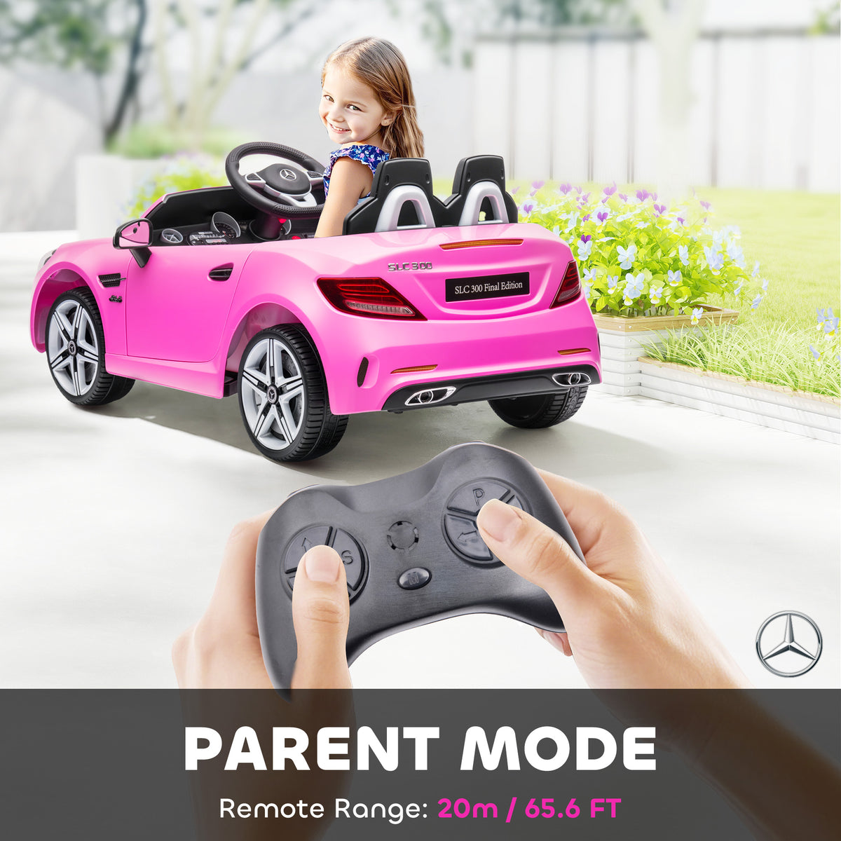 12V Ride On Car with Parent Remote Control Two Motors Music Lights Suspension Wheels for 3-6 Years Pink-Toys & Games > Baby & Toddler Toys > Electric Ride-On Toys > Electric Toy Cars-DECOROLALA