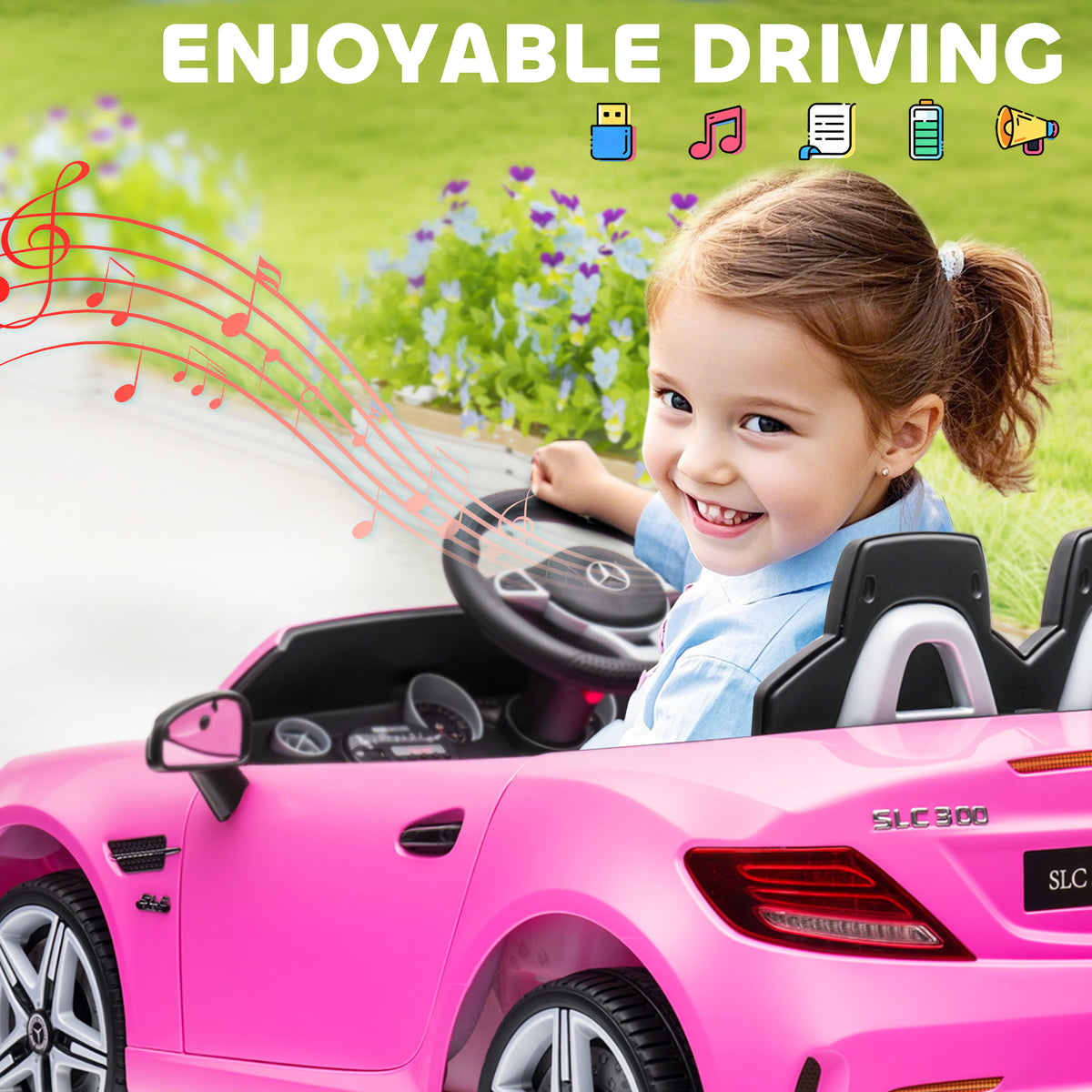 12V Ride On Car with Parent Remote Control Two Motors Music Lights Suspension Wheels for 3-6 Years Pink-Toys & Games > Baby & Toddler Toys > Electric Ride-On Toys > Electric Toy Cars-DECOROLALA