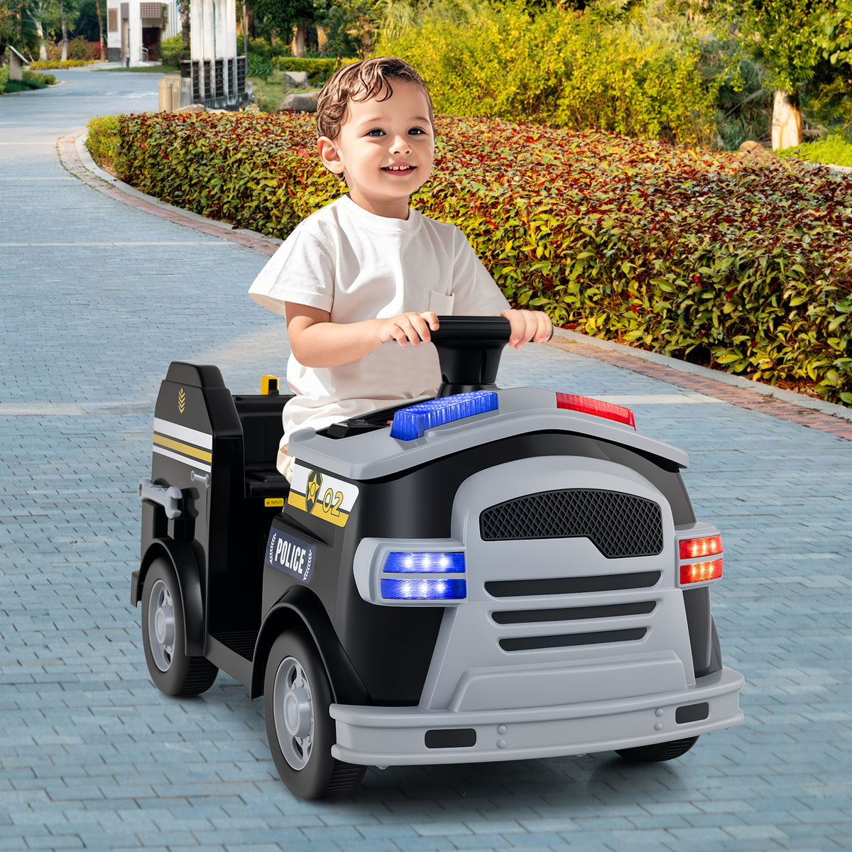 12V Electric Ride-On Fire Truck Toy for Kids with Accessories-Powered Ride On Toys-DECOROLALA