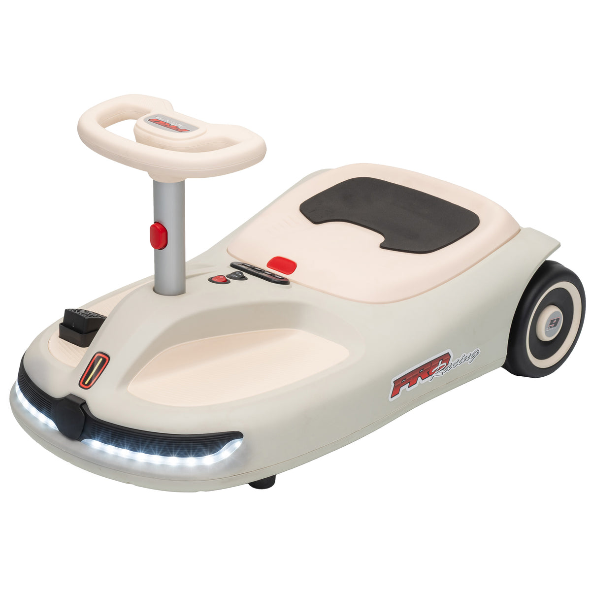 12V Electric Wiggle Car with 2 Speeds, Kids Ride On Car with Pedal, Soft Start, Music, Lights for 3-5 Years, White-Toys & Games > Baby & Toddler Toys > Electric Ride-On Toys > Electric Toy Cars-DECOROLALA