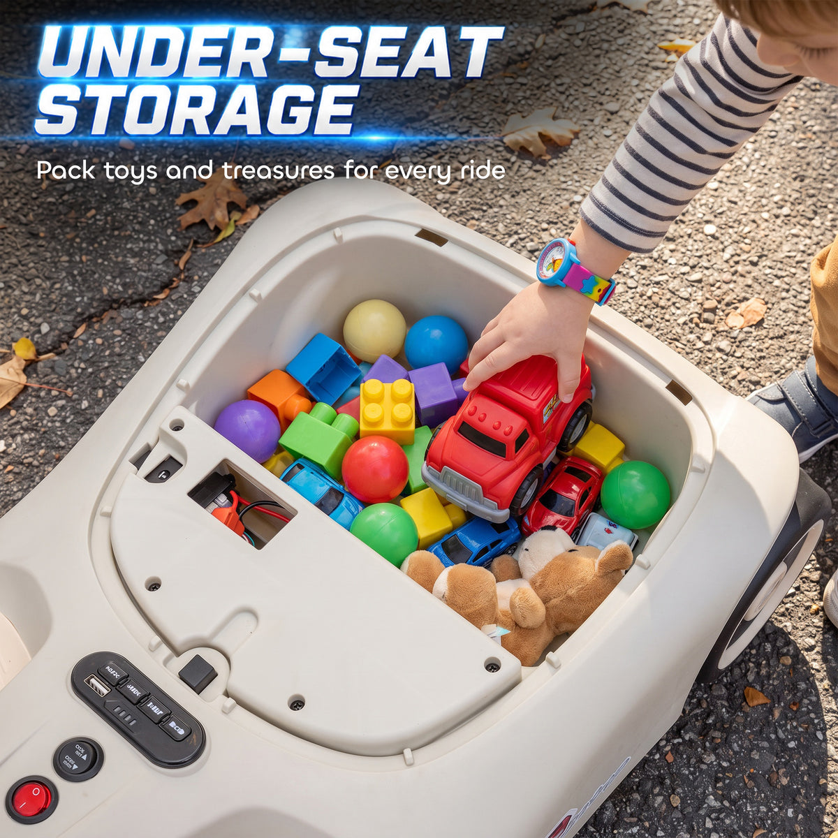12V Electric Wiggle Car with 2 Speeds, Kids Ride On Car with Pedal, Soft Start, Music, Lights for 3-5 Years, White-Toys & Games > Baby & Toddler Toys > Electric Ride-On Toys > Electric Toy Cars-DECOROLALA