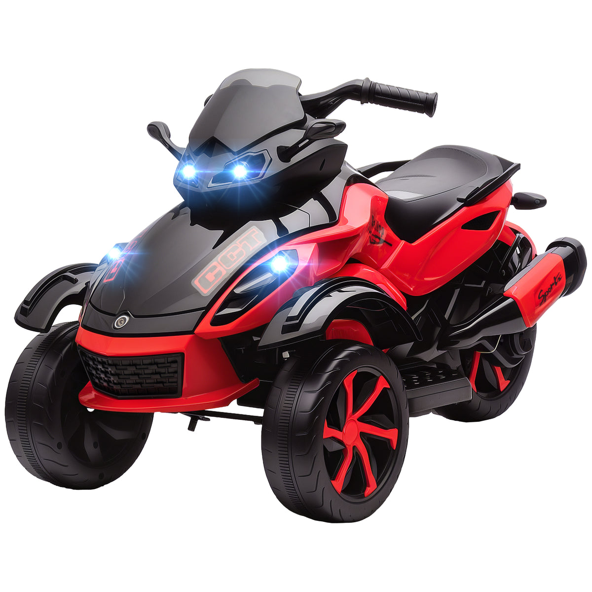 12V Kids ATV with Suspension Wheels, Soft Start, LED Lights, Music, Red-Toys & Games > Baby & Toddler Toys > Electric Ride-On Toys-DECOROLALA