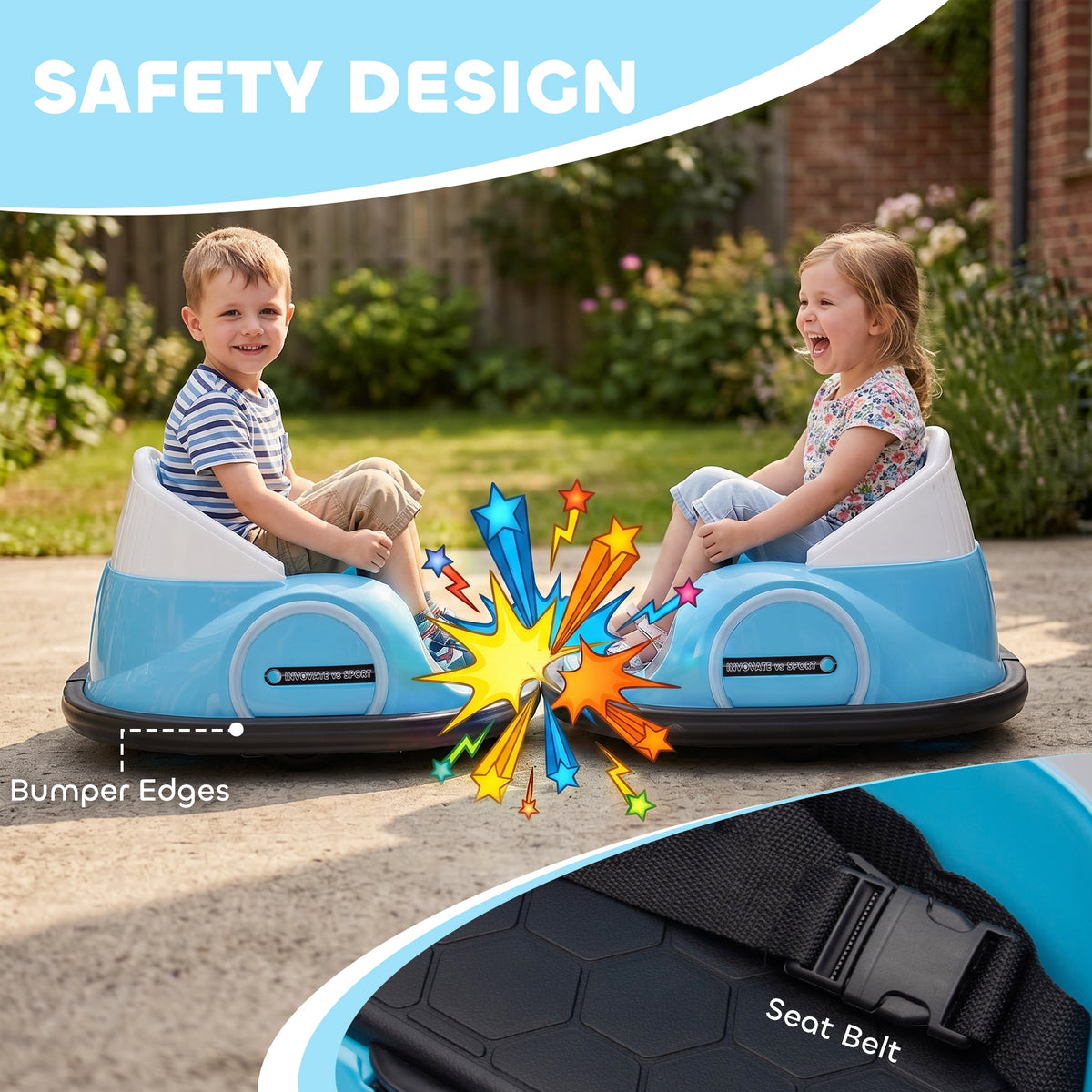 12V Bumper Car for Toddlers, Ride On Car with 360 Degree Remote Control, Lights Music Horn, for 1.5-5 Years-Toys & Games > Baby & Toddler Toys > Electric Ride-On Toys > Electric Toy Cars-DECOROLALA