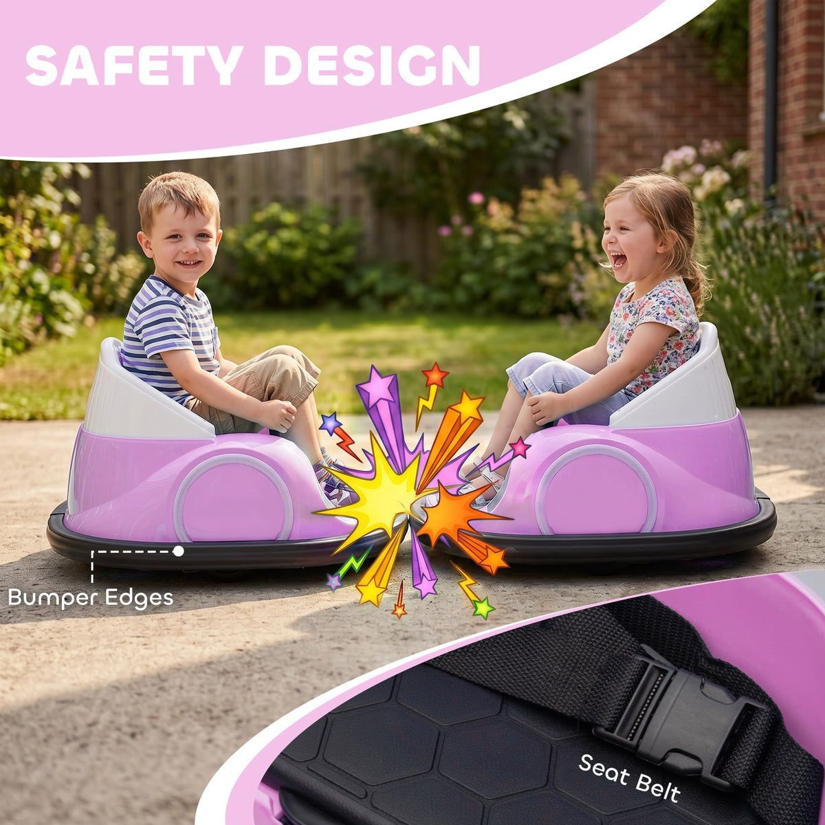 12V Bumper Car for Toddlers, Ride On Car with 360 Degree Remote Control, Lights Music Horn, for 1.5-5 Years-Toys & Games > Baby & Toddler Toys > Electric Ride-On Toys > Electric Toy Cars-DECOROLALA