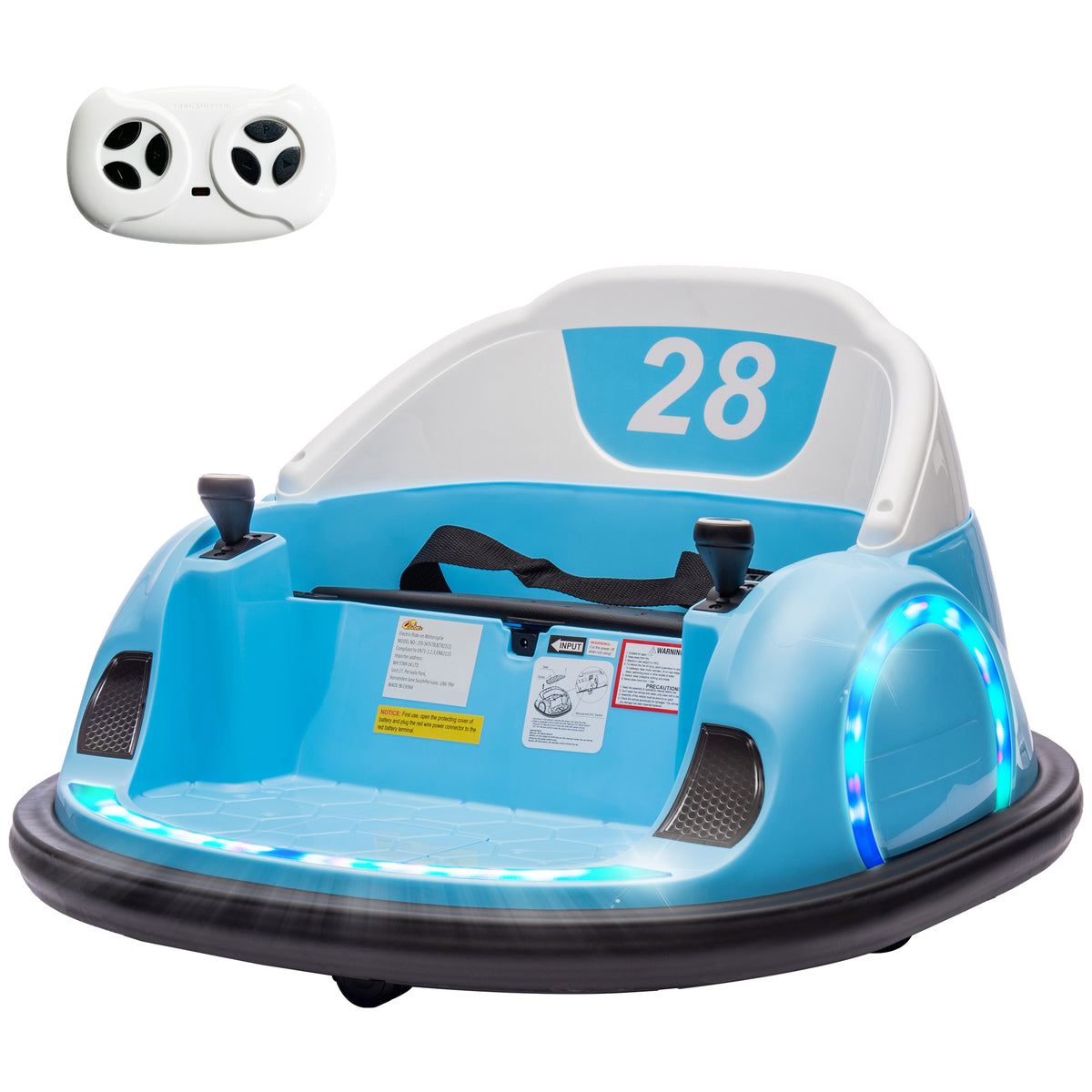12V Bumper Car for Toddlers, Ride On Car with 360 Degree Remote Control, Lights Music Horn, for 1.5-5 Years-Toys & Games > Baby & Toddler Toys > Electric Ride-On Toys > Electric Toy Cars-DECOROLALA