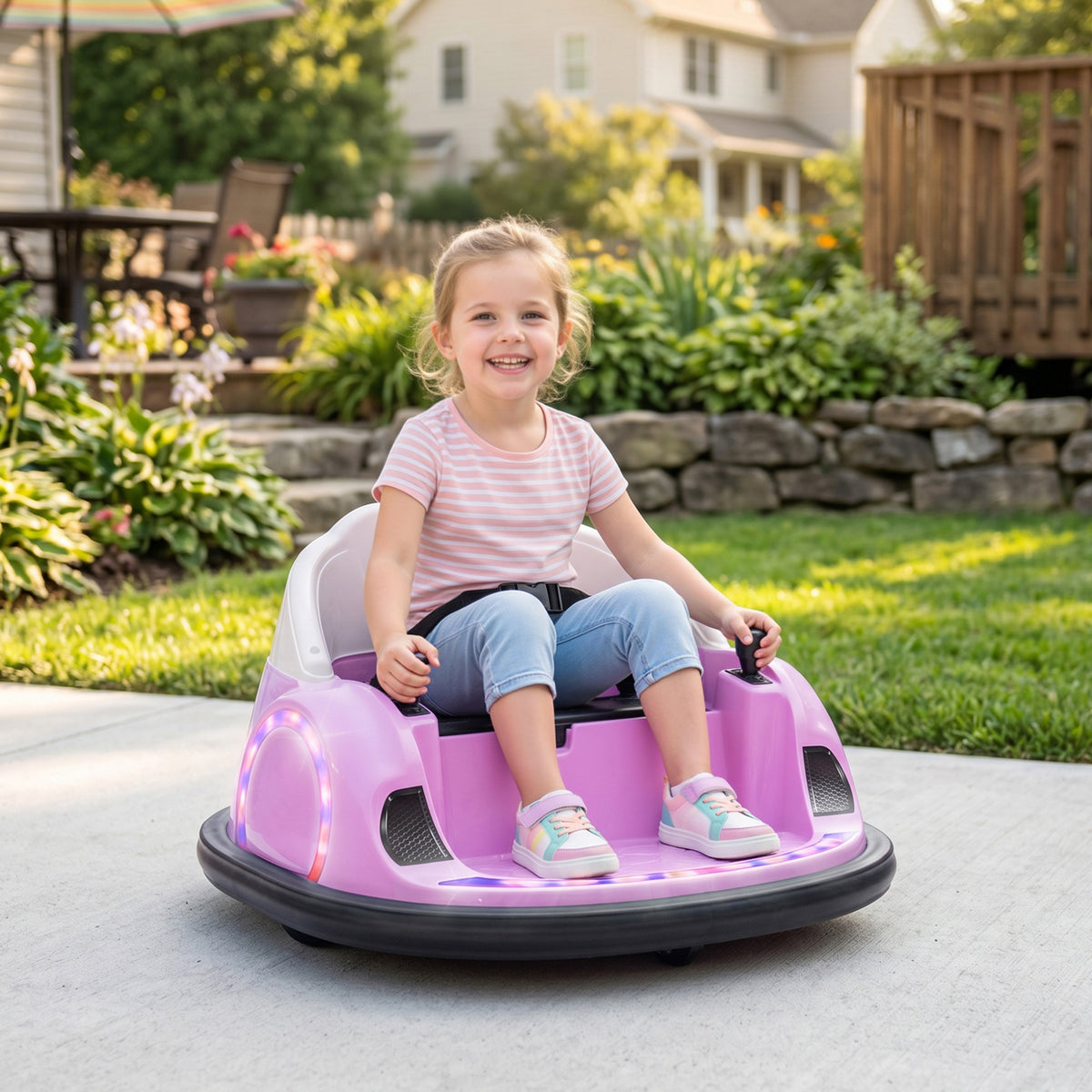 12V Bumper Car for Toddlers, Ride On Car with 360 Degree Remote Control, Lights Music Horn, for 1.5-5 Years-Toys & Games > Baby & Toddler Toys > Electric Ride-On Toys > Electric Toy Cars-DECOROLALA
