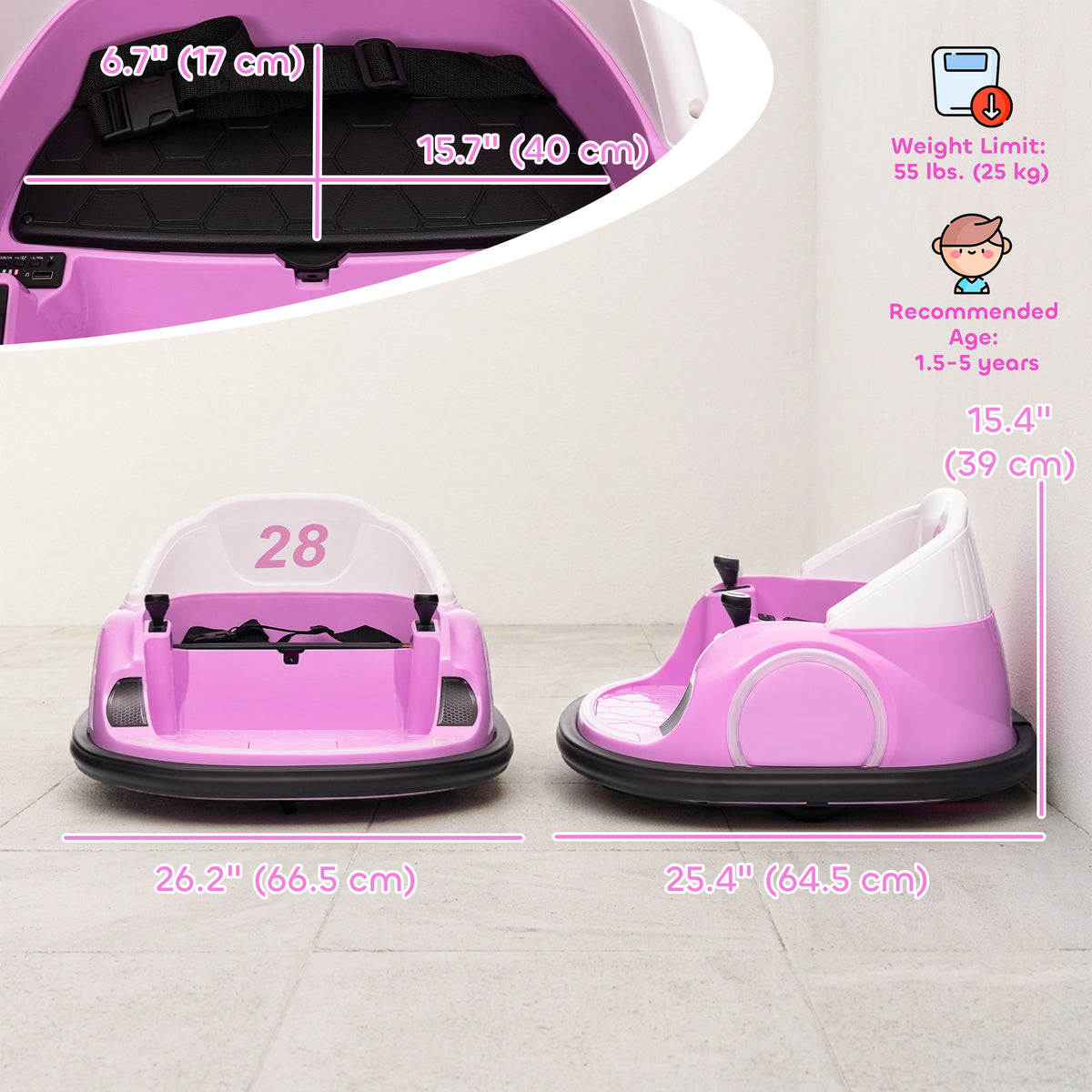 12V Bumper Car for Toddlers, Ride On Car with 360 Degree Remote Control, Lights Music Horn, for 1.5-5 Years-Toys & Games > Baby & Toddler Toys > Electric Ride-On Toys > Electric Toy Cars-DECOROLALA