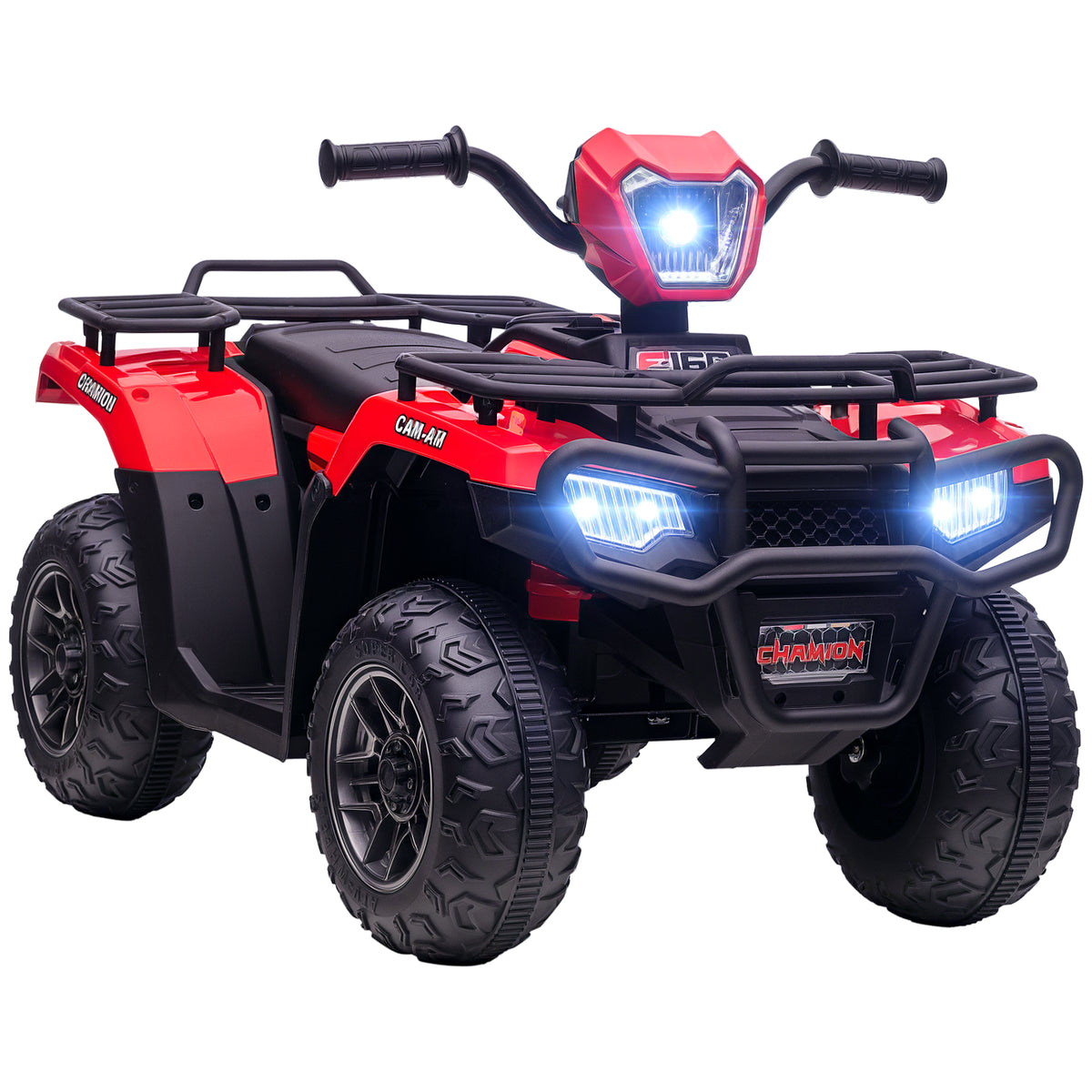 12V Kids ATV Quad, 4 Wheeler Battery Powered Electric Vehicle with Music MP3, Headlights, High Low Speed, Treaded Tires, for Boys and Girls Ages 37-60 Months, Red-Toys & Games > Baby & Toddler Toys > Electric Ride-On Toys > Electric Toy Cars-DECOROLALA