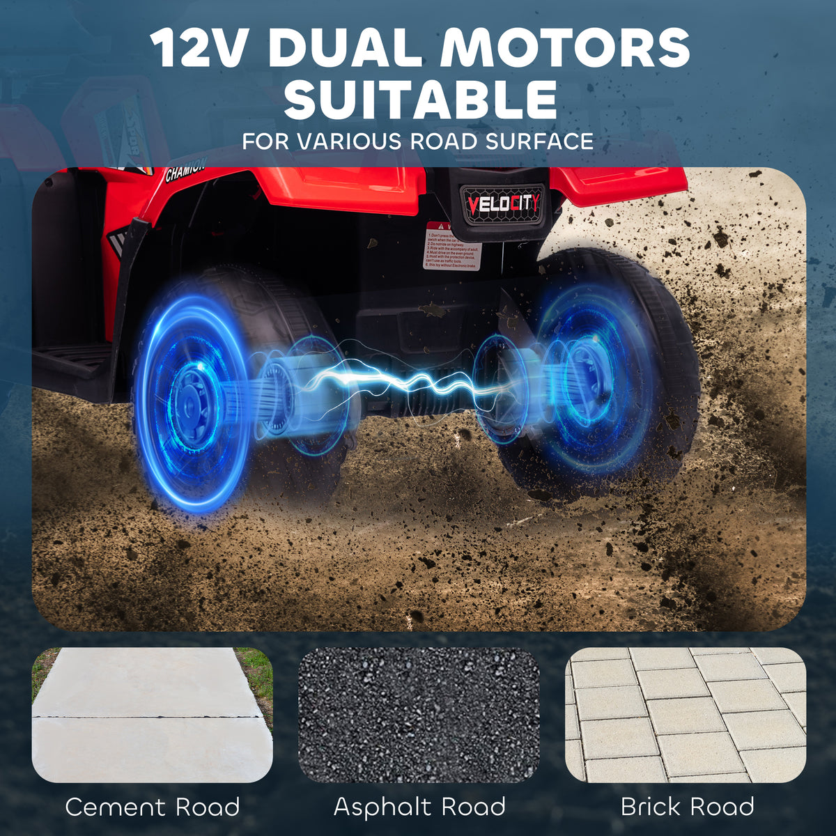 12V Kids ATV Quad, 4 Wheeler Battery Powered Electric Vehicle with Music MP3, Headlights, High Low Speed, Treaded Tires, for Boys and Girls Ages 37-60 Months, Red-Toys & Games > Baby & Toddler Toys > Electric Ride-On Toys > Electric Toy Cars-DECOROLALA