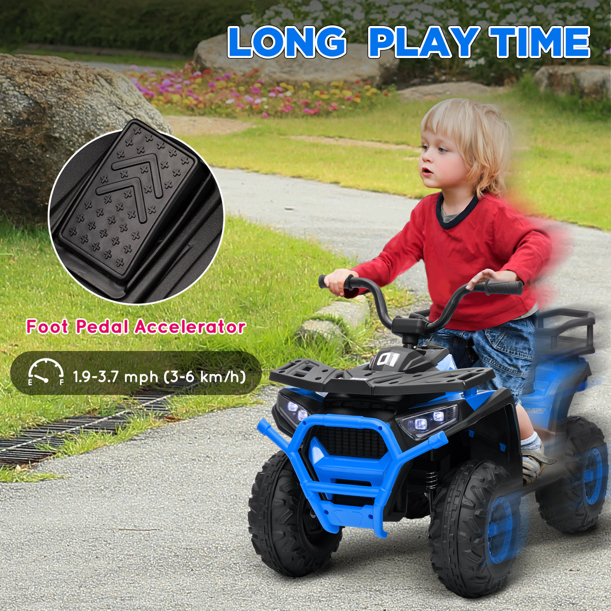 Kids ATV, 12V Battery Powered Electric Ride on Toy w/ Spring Suspension, Storage Basket, High & Low Speed-Toys & Games > Baby & Toddler Toys > Electric Ride-On Toys-DECOROLALA