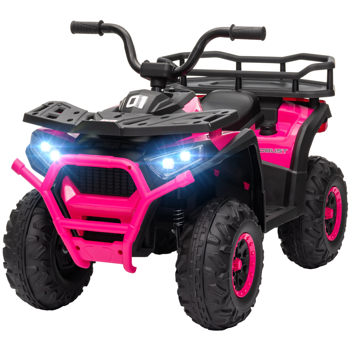 Kids ATV, 12V Battery Powered Electric Ride on Toy w/ Spring Suspension, Storage Basket, High & Low Speed-Toys & Games > Baby & Toddler Toys > Electric Ride-On Toys-DECOROLALA