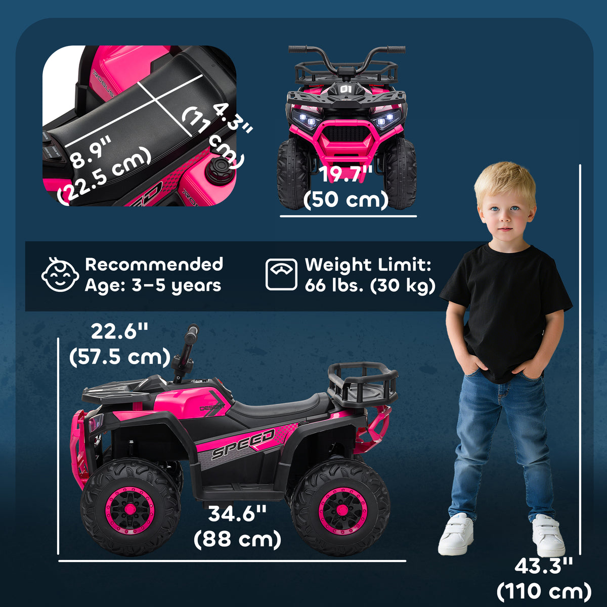Kids ATV, 12V Battery Powered Electric Ride on Toy w/ Spring Suspension, Storage Basket, High & Low Speed-Toys & Games > Baby & Toddler Toys > Electric Ride-On Toys-DECOROLALA
