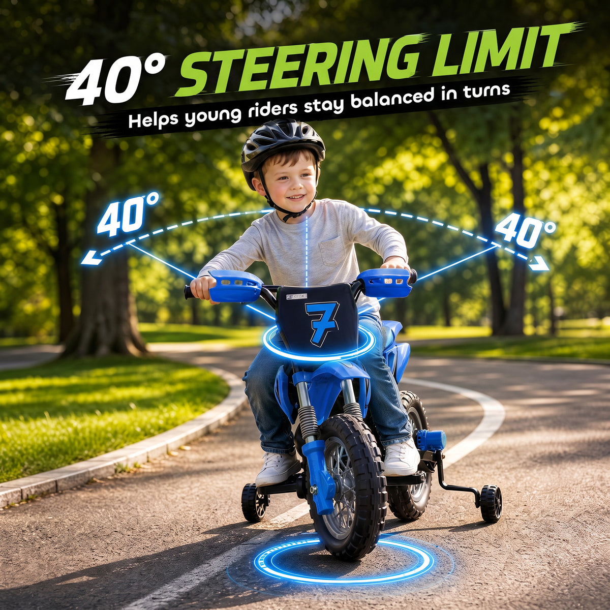 12V Kids Electric Motorcycle, Ride on Motorcycle with Training Wheels, Rear Suspension, Horn for 3-6 Years-Toys & Games > Baby & Toddler Toys > Electric Ride-On Toys > Electric Motorcycles-DECOROLALA