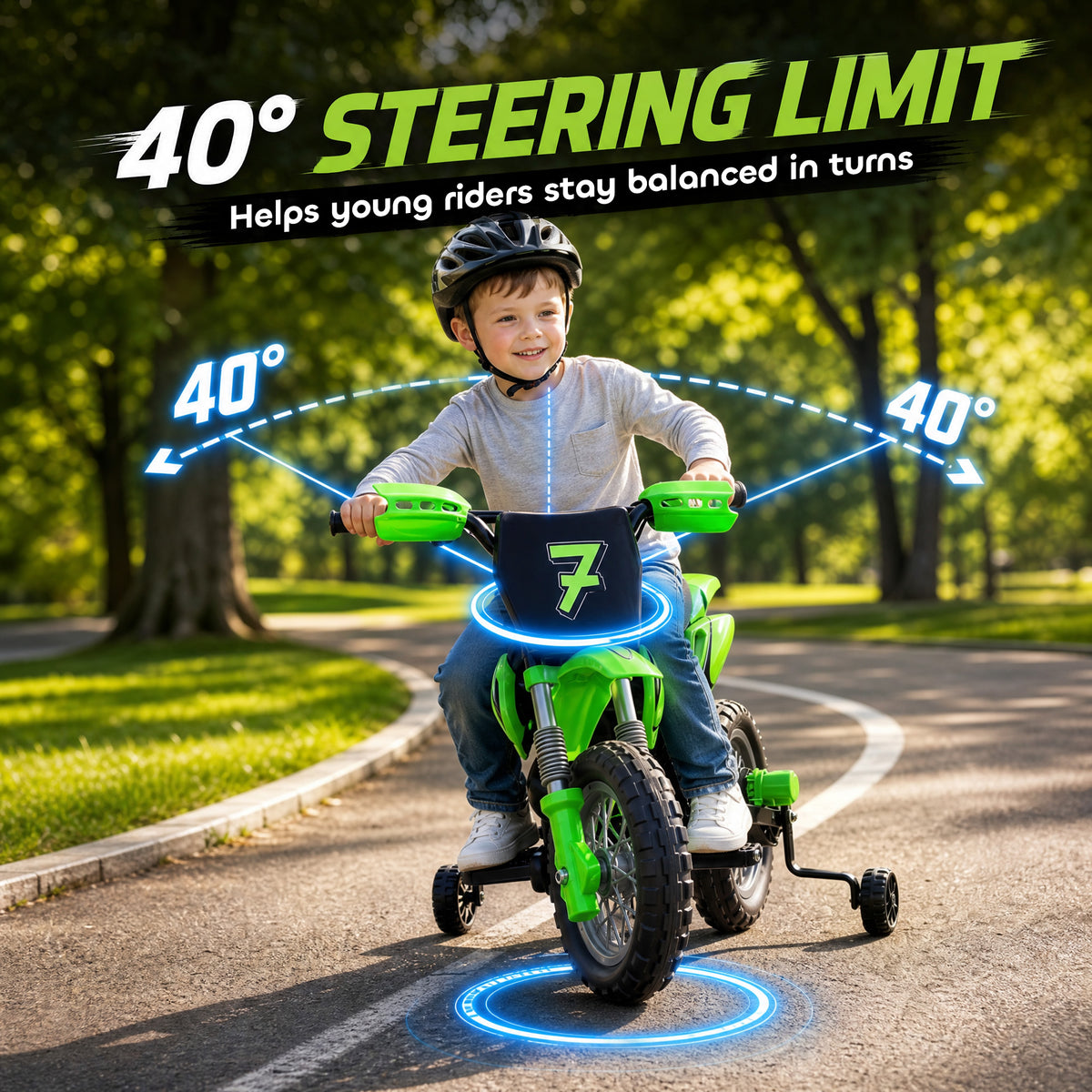 12V Kids Electric Motorcycle, Ride on Motorcycle with Training Wheels, Rear Suspension, Horn for 3-6 Years-Toys & Games > Baby & Toddler Toys > Electric Ride-On Toys > Electric Motorcycles-DECOROLALA