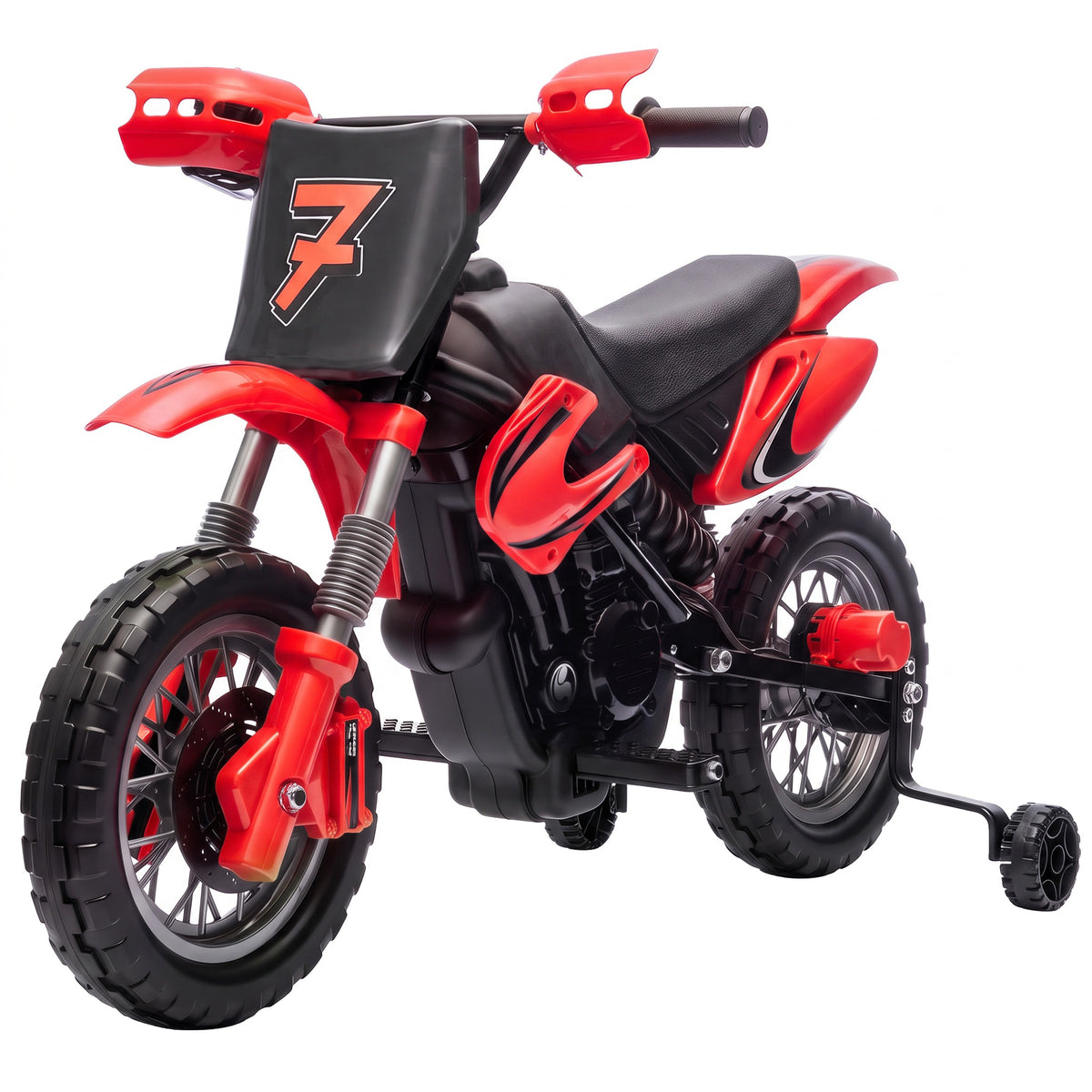 12V Kids Electric Motorcycle, Ride on Motorcycle with Training Wheels, Rear Suspension, Horn for 3-6 Years-Toys & Games > Baby & Toddler Toys > Electric Ride-On Toys > Electric Motorcycles-DECOROLALA