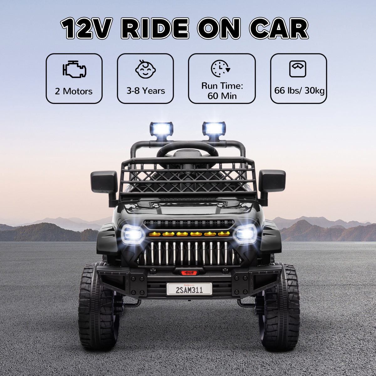 12V Ride on Truck, Electric Car for Kids with Remote Control, Suspension, 3 Speeds, USB Music Headlights-Toys & Games > Baby & Toddler Toys > Electric Ride-On Toys > Electric Toy Cars-DECOROLALA