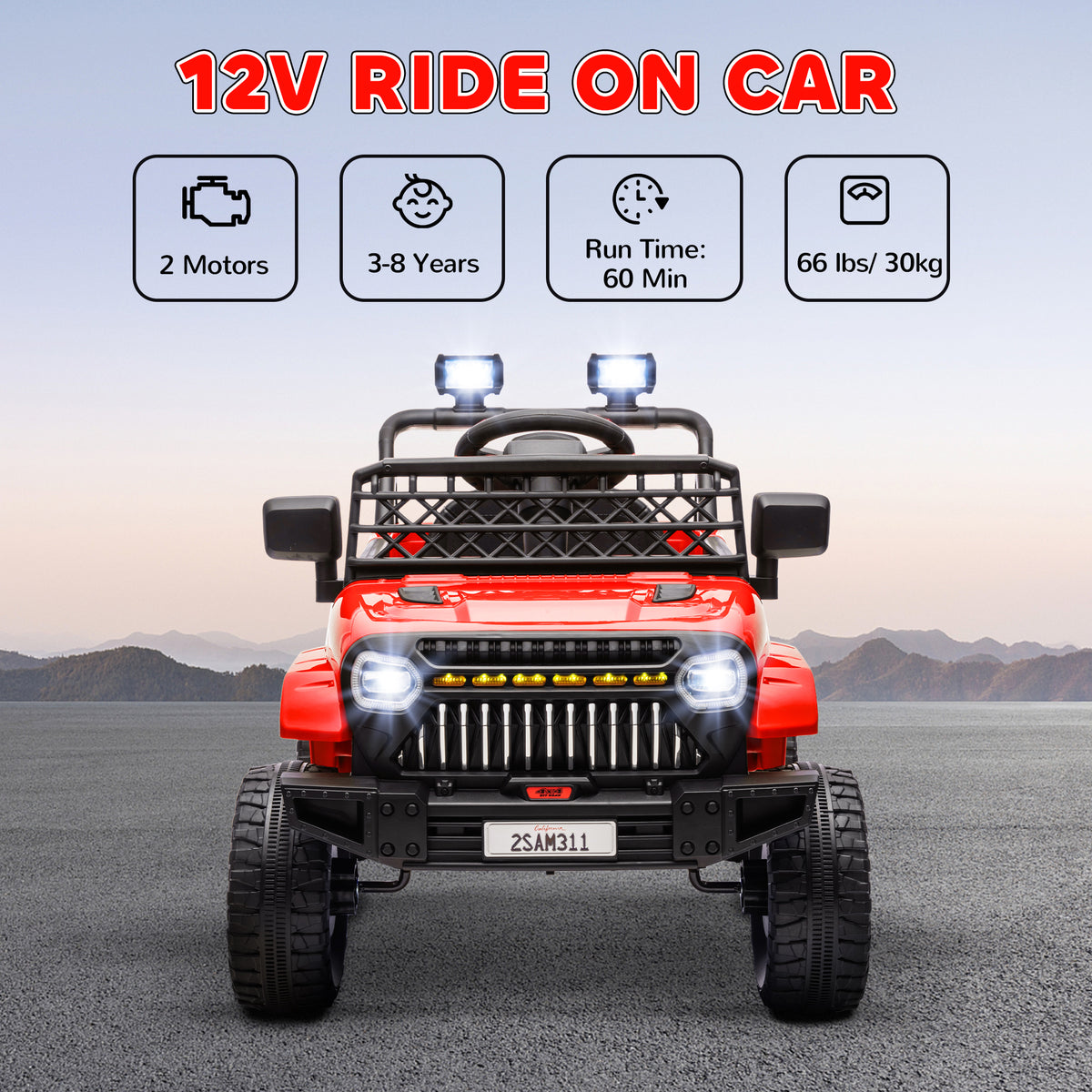 12V Ride on Truck, Electric Car for Kids with Remote Control, Suspension, 3 Speeds, USB Music Headlights-Toys & Games > Baby & Toddler Toys > Electric Ride-On Toys > Electric Toy Cars-DECOROLALA