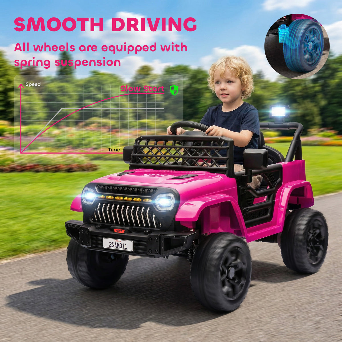 12V Ride on Truck, Electric Car for Kids with Remote Control, Suspension, 3 Speeds, USB Music Headlights-Toys & Games > Baby & Toddler Toys > Electric Ride-On Toys > Electric Toy Cars-DECOROLALA