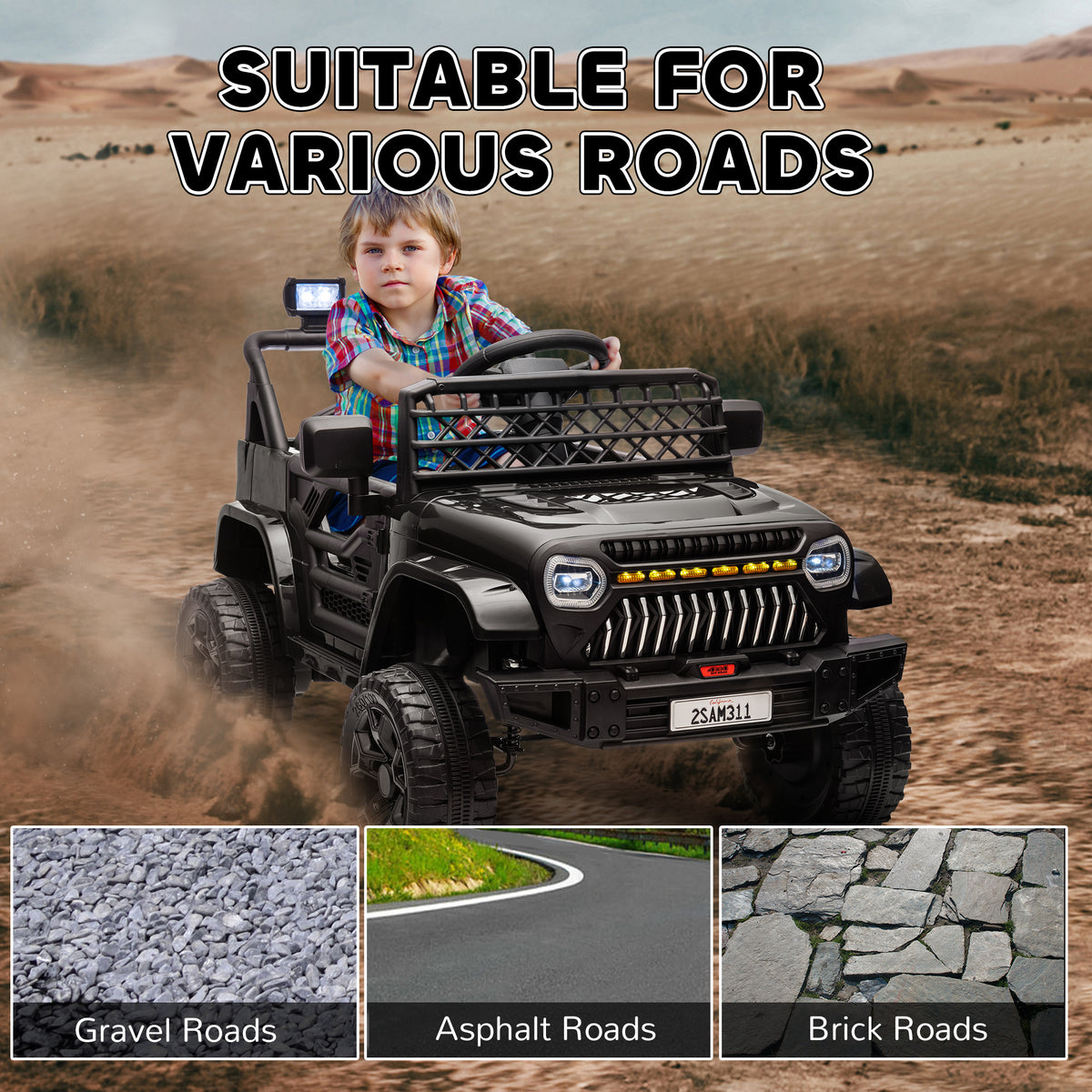 12V Ride on Truck, Electric Car for Kids with Remote Control, Suspension, 3 Speeds, USB Music Headlights-Toys & Games > Baby & Toddler Toys > Electric Ride-On Toys > Electric Toy Cars-DECOROLALA