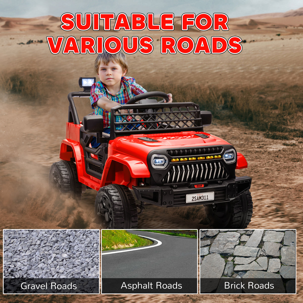 12V Ride on Truck, Electric Car for Kids with Remote Control, Suspension, 3 Speeds, USB Music Headlights-Toys & Games > Baby & Toddler Toys > Electric Ride-On Toys > Electric Toy Cars-DECOROLALA