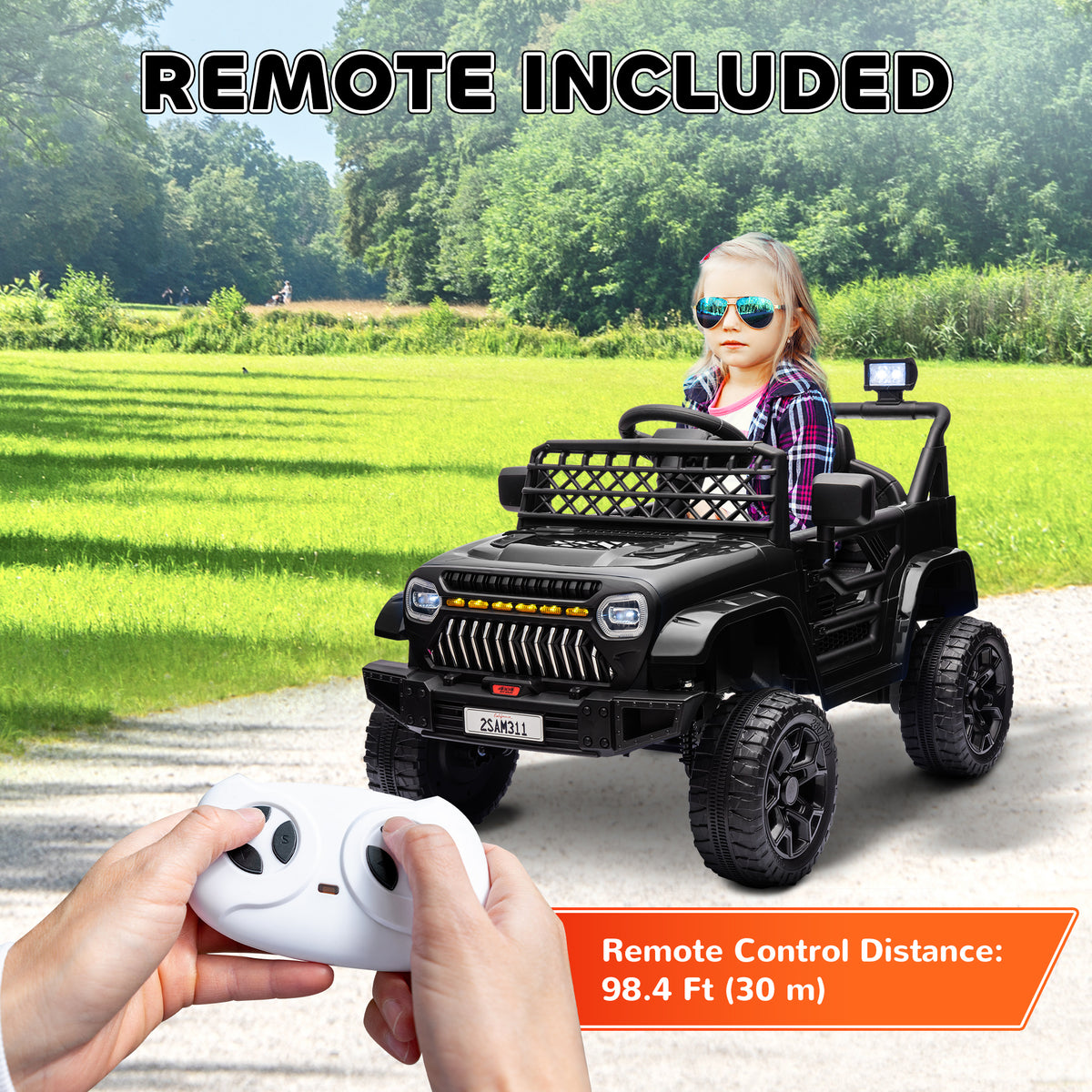 12V Ride on Truck, Electric Car for Kids with Remote Control, Suspension, 3 Speeds, USB Music Headlights-Toys & Games > Baby & Toddler Toys > Electric Ride-On Toys > Electric Toy Cars-DECOROLALA