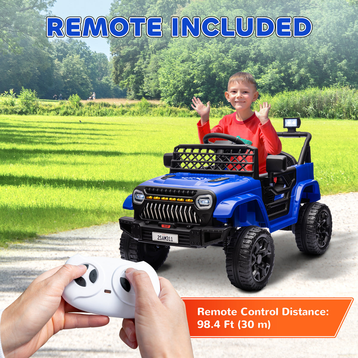 12V Ride on Truck, Electric Car for Kids with Remote Control, Suspension, 3 Speeds, USB Music Headlights-Toys & Games > Baby & Toddler Toys > Electric Ride-On Toys > Electric Toy Cars-DECOROLALA