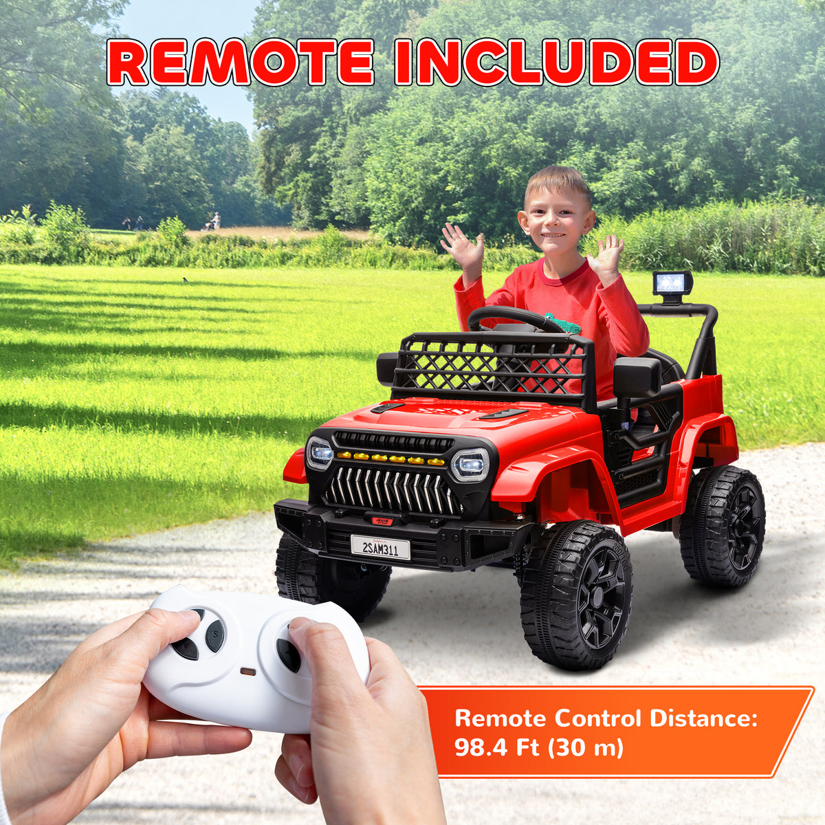12V Ride on Truck, Electric Car for Kids with Remote Control, Suspension, 3 Speeds, USB Music Headlights-Toys & Games > Baby & Toddler Toys > Electric Ride-On Toys > Electric Toy Cars-DECOROLALA