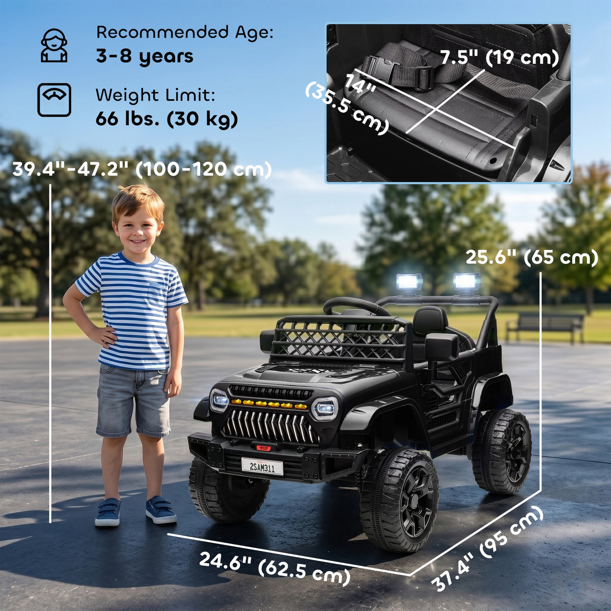12V Ride on Truck, Electric Car for Kids with Remote Control, Suspension, 3 Speeds, USB Music Headlights-Toys & Games > Baby & Toddler Toys > Electric Ride-On Toys > Electric Toy Cars-DECOROLALA