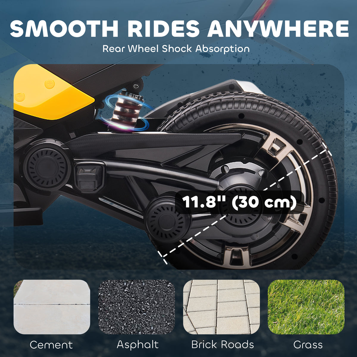 12V Kids Ride On ATV with MP3 Player, Music, Horn, 2 Speeds, LED Lights, Gift for Boys & Girls, Yellow-Toys & Games > Baby & Toddler Toys > Electric Ride-On Toys-DECOROLALA