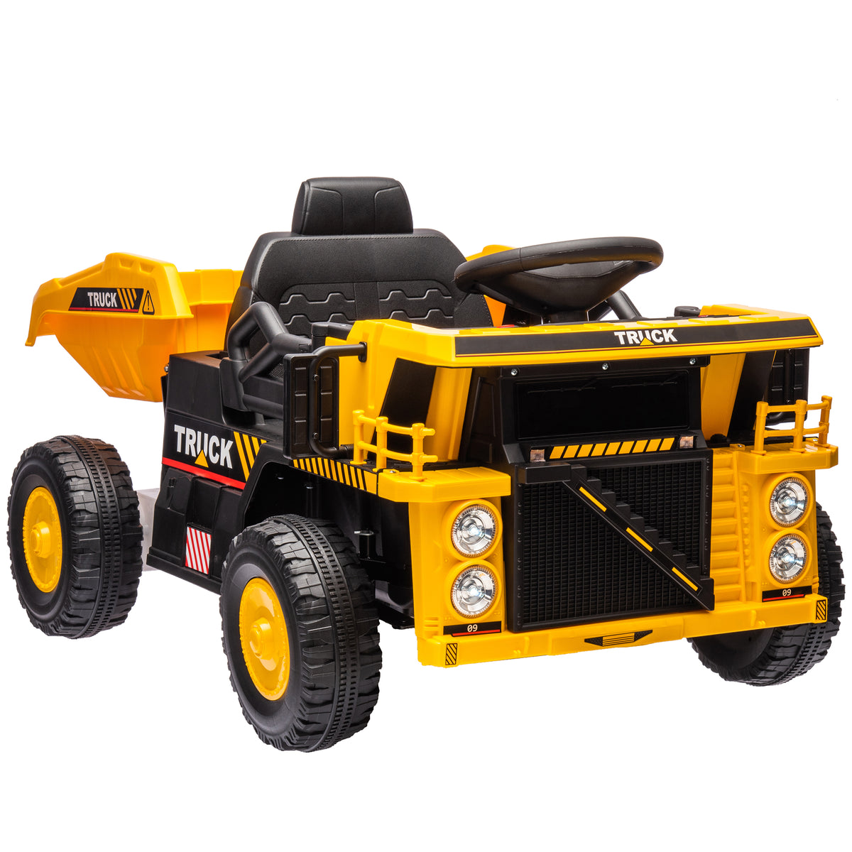 12V Kids Ride On Dump Truck Construction Vehicle w/ Electric Dump Bed, Shovel, Spring Suspension Wheels-Toys & Games > Baby & Toddler Toys > Electric Ride-On Toys > Kids Ride-On Excavators-DECOROLALA