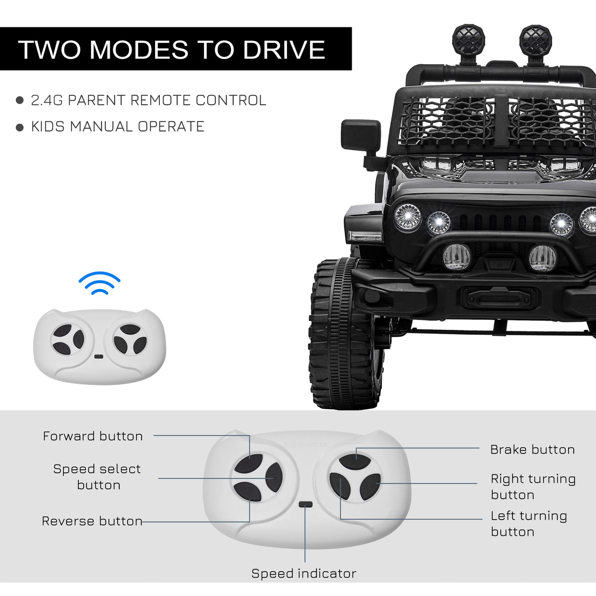 12V Kids Ride-On Off-Road Truck with Remote Control-Toys & Games > Baby & Toddler Toys > Electric Ride-On Toys > Electric Toy Cars-DECOROLALA