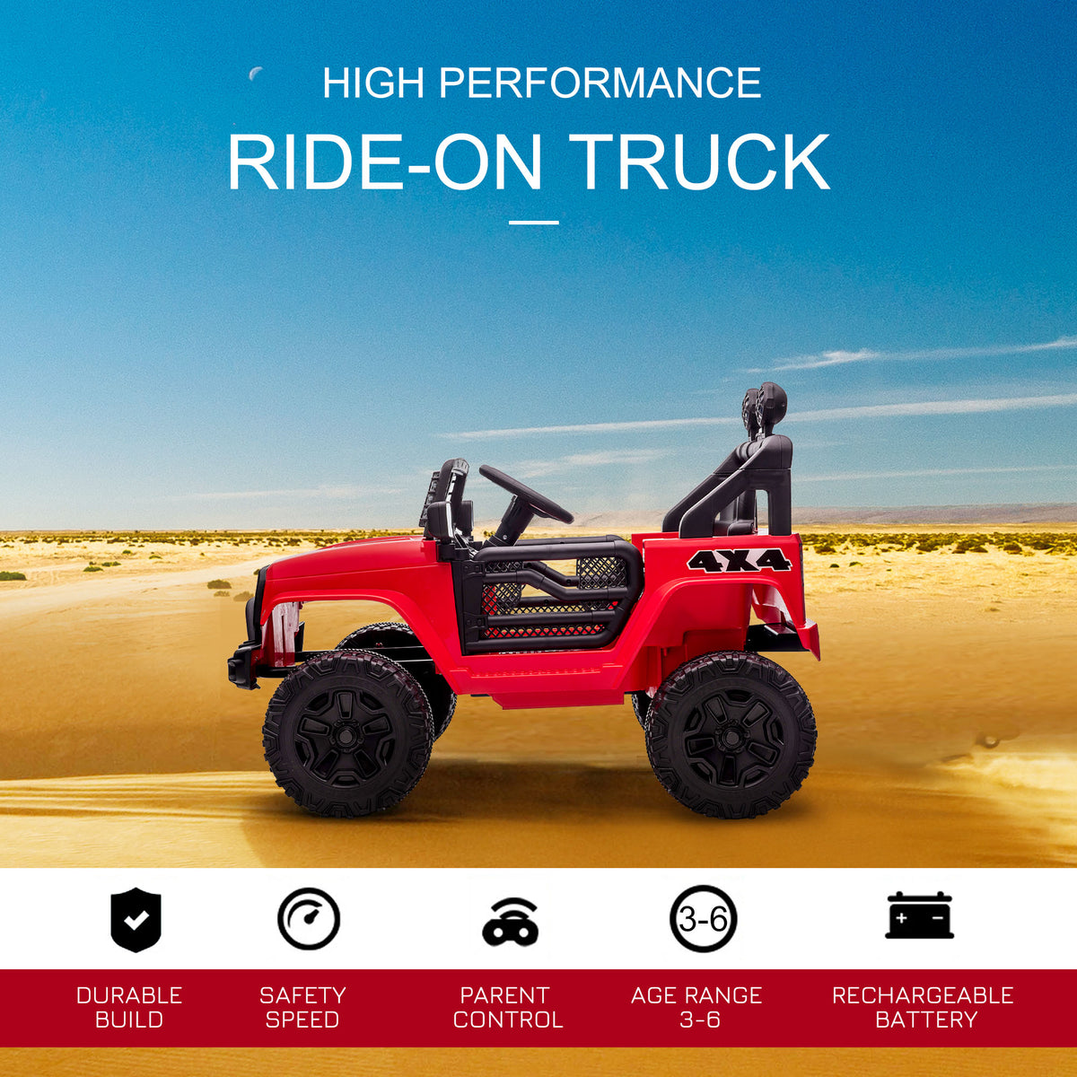 12V Kids Ride-On Off-Road Truck with Remote Control-Toys & Games > Baby & Toddler Toys > Electric Ride-On Toys > Electric Toy Cars-DECOROLALA