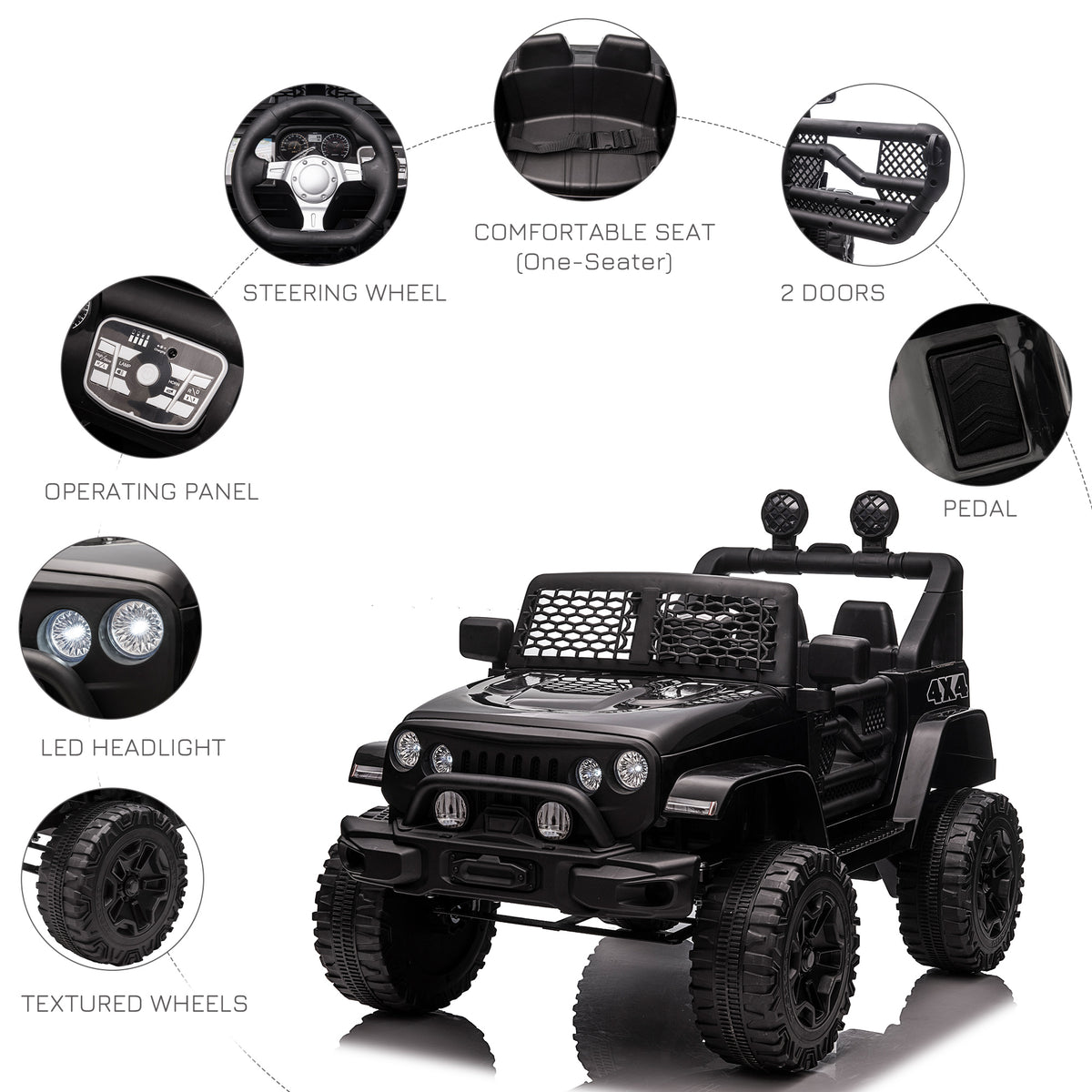 12V Kids Ride-On Off-Road Truck with Remote Control-Toys & Games > Baby & Toddler Toys > Electric Ride-On Toys > Electric Toy Cars-DECOROLALA