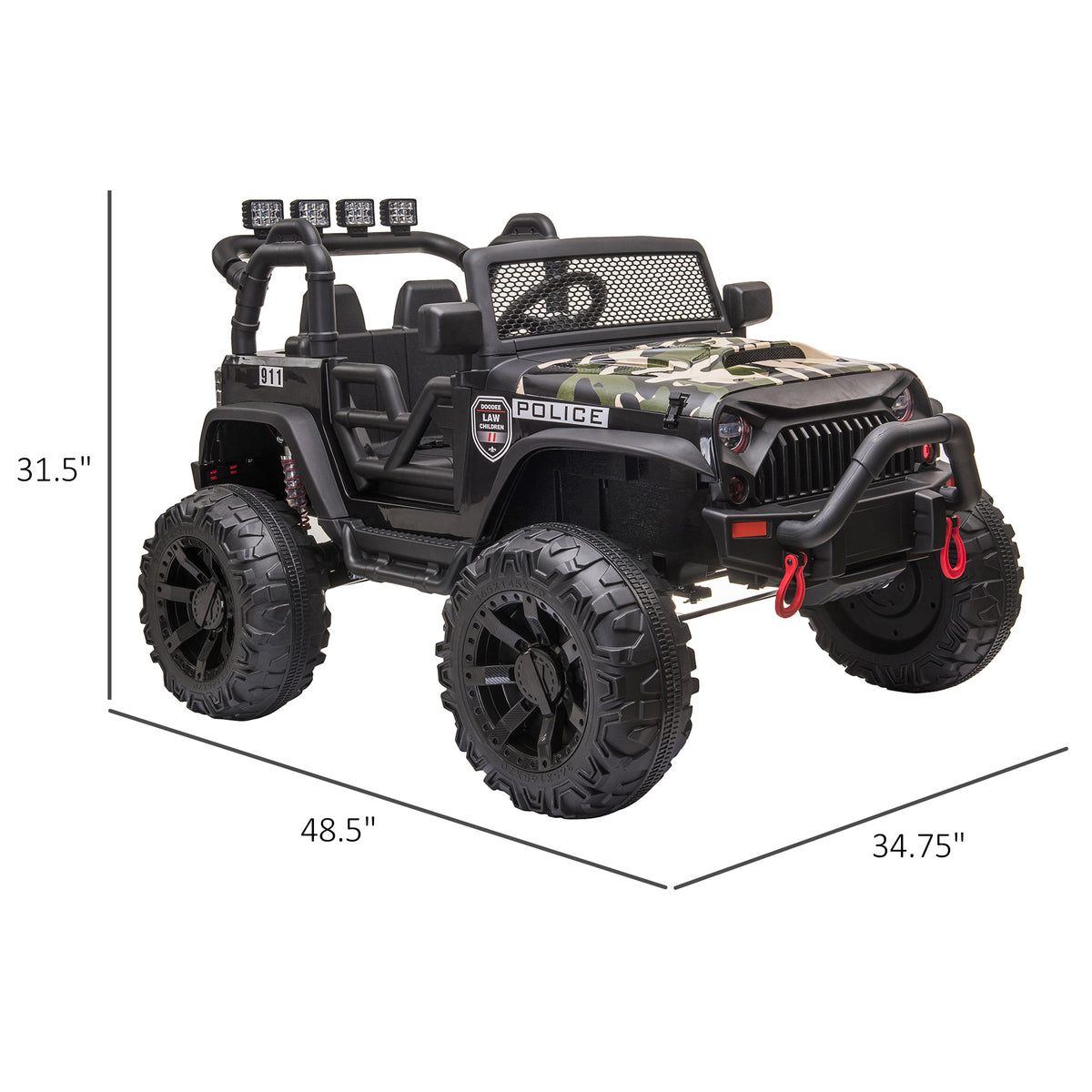 12V Battery-powered Kids Jeep Ride On Police Car with Parental Remote Camouflage-Toys & Games > Baby & Toddler Toys > Electric Ride-On Toys > Electric Toy Cars-DECOROLALA