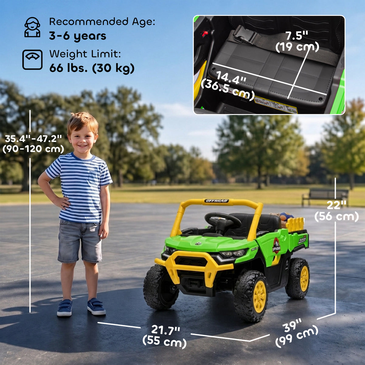 Kids Ride On Tractor, 12V Electric Tractor with Remote Control, Dual Motors, Music, Cargo Bed, Rear Suspension-Toys & Games > Baby & Toddler Toys > Electric Ride-On Toys > Electric Toy Cars-DECOROLALA