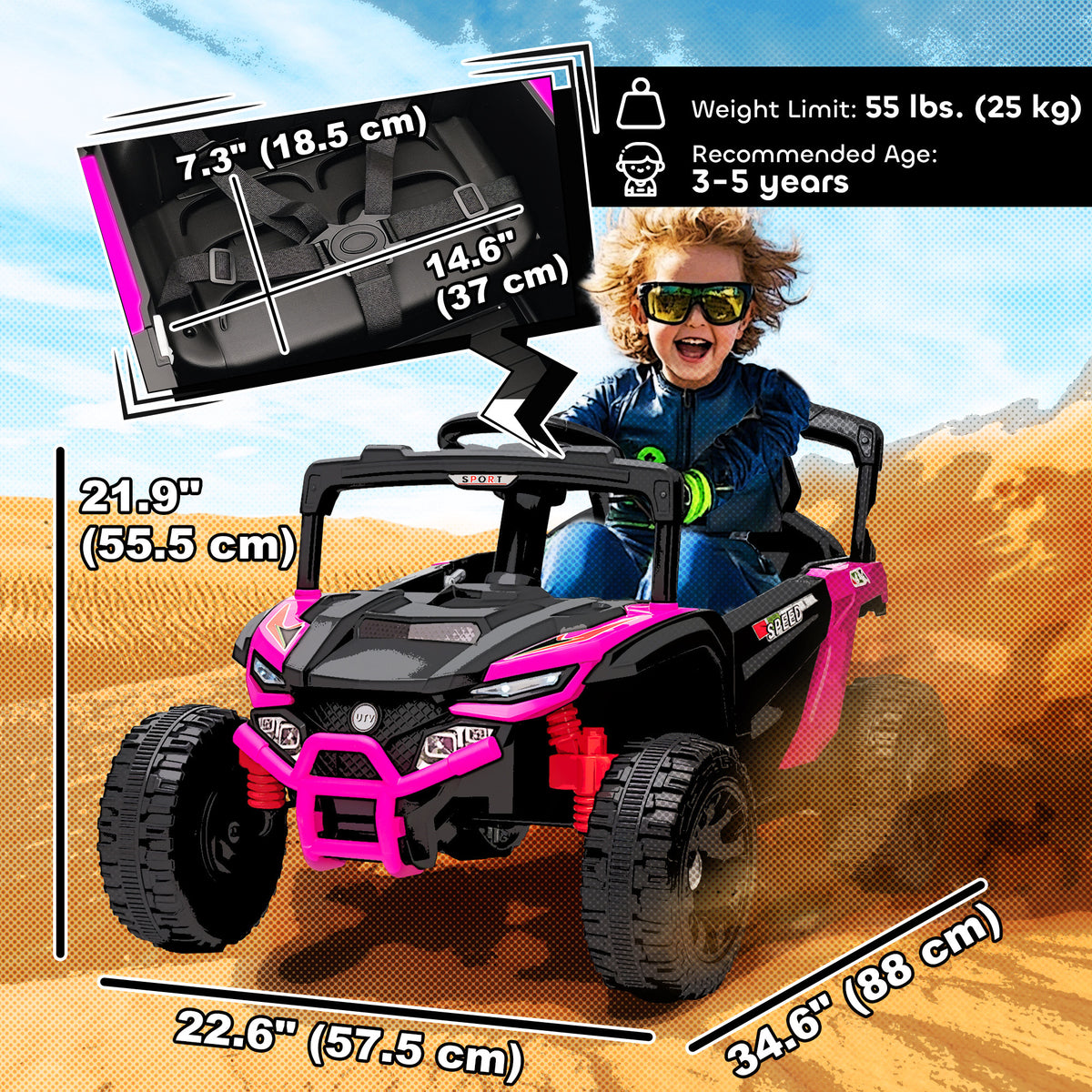 12V Kids Ride On Truck with Dual Motors, Rear Suspension, Remote Control for 3-5 Years Boys Girls-Toys & Games > Baby & Toddler Toys > Electric Ride-On Toys > Electric Toy Cars-DECOROLALA