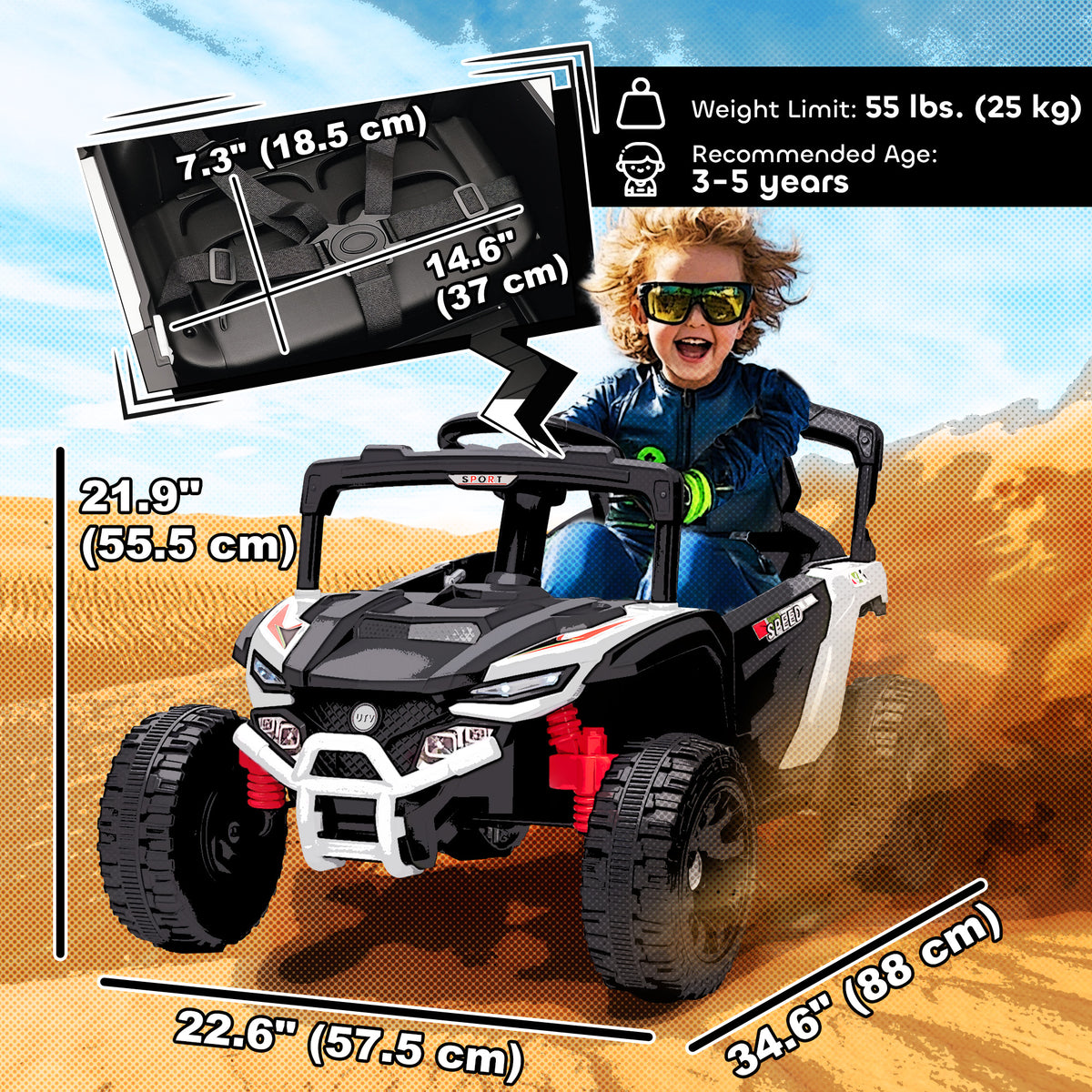 12V Kids Ride On Truck with Dual Motors, Rear Suspension, Remote Control for 3-5 Years Boys Girls-Toys & Games > Baby & Toddler Toys > Electric Ride-On Toys > Electric Toy Cars-DECOROLALA