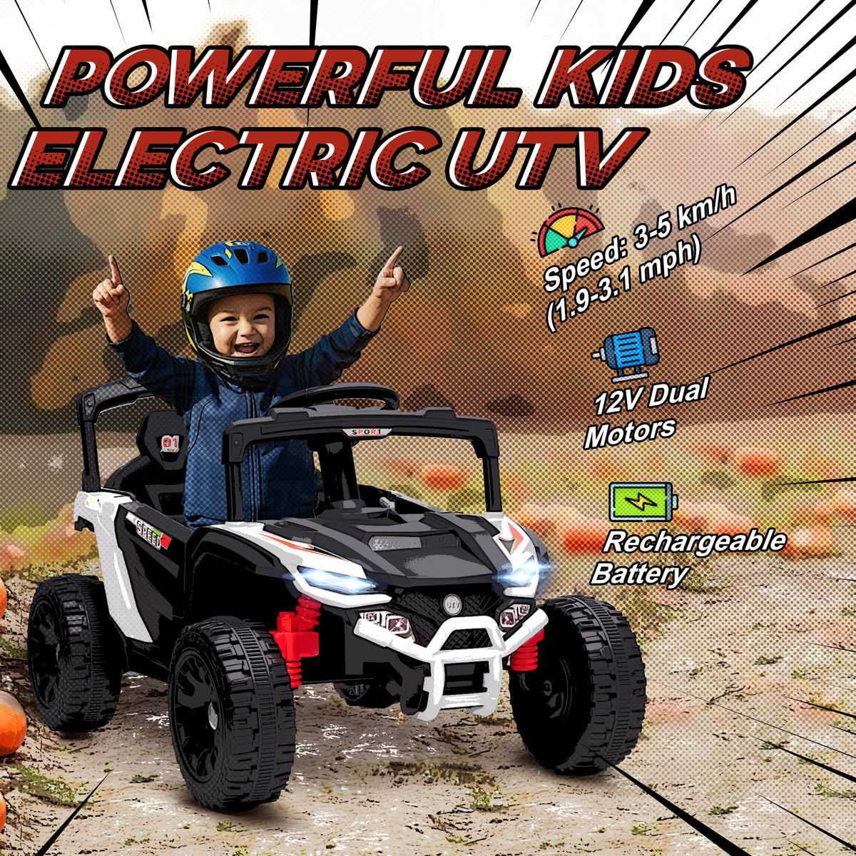 12V Kids Ride On Truck with Dual Motors, Rear Suspension, Remote Control for 3-5 Years Boys Girls-Toys & Games > Baby & Toddler Toys > Electric Ride-On Toys > Electric Toy Cars-DECOROLALA