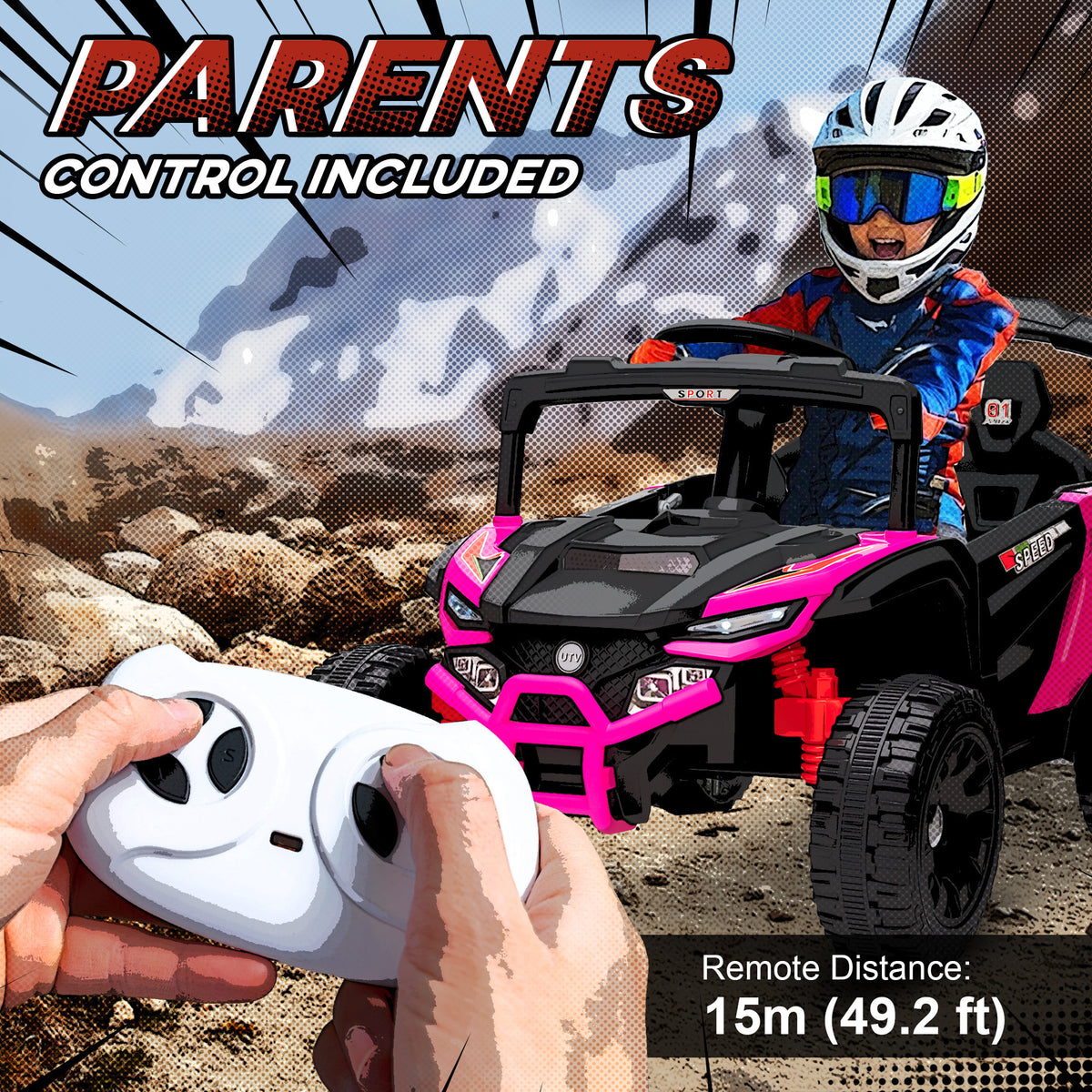 12V Kids Ride On Truck with Dual Motors, Rear Suspension, Remote Control for 3-5 Years Boys Girls-Toys & Games > Baby & Toddler Toys > Electric Ride-On Toys > Electric Toy Cars-DECOROLALA