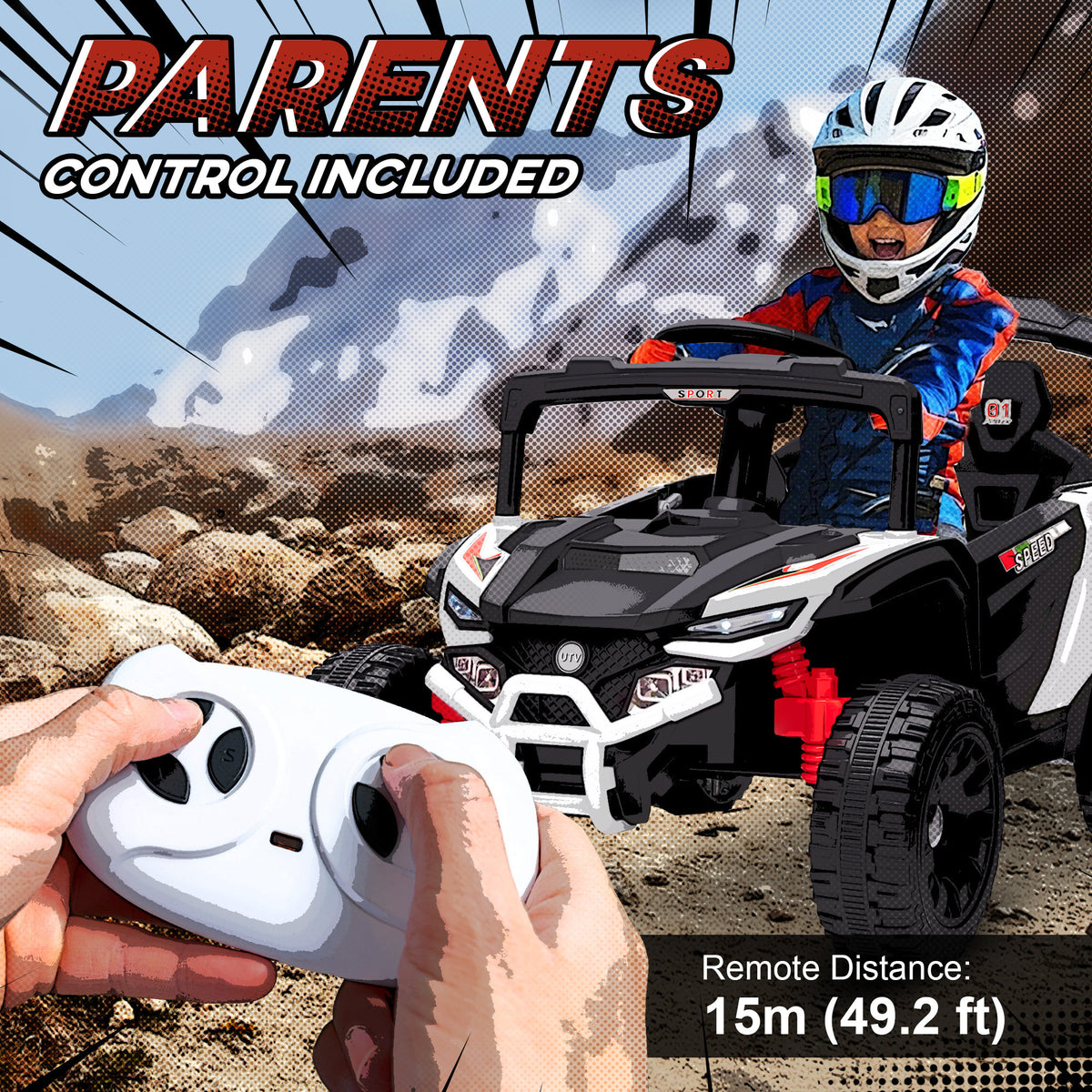 12V Kids Ride On Truck with Dual Motors, Rear Suspension, Remote Control for 3-5 Years Boys Girls-Toys & Games > Baby & Toddler Toys > Electric Ride-On Toys > Electric Toy Cars-DECOROLALA